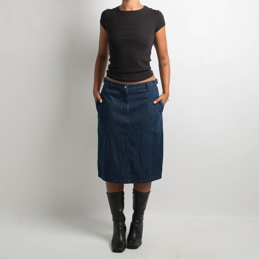 NAVY DENIM MIDI SKIRT