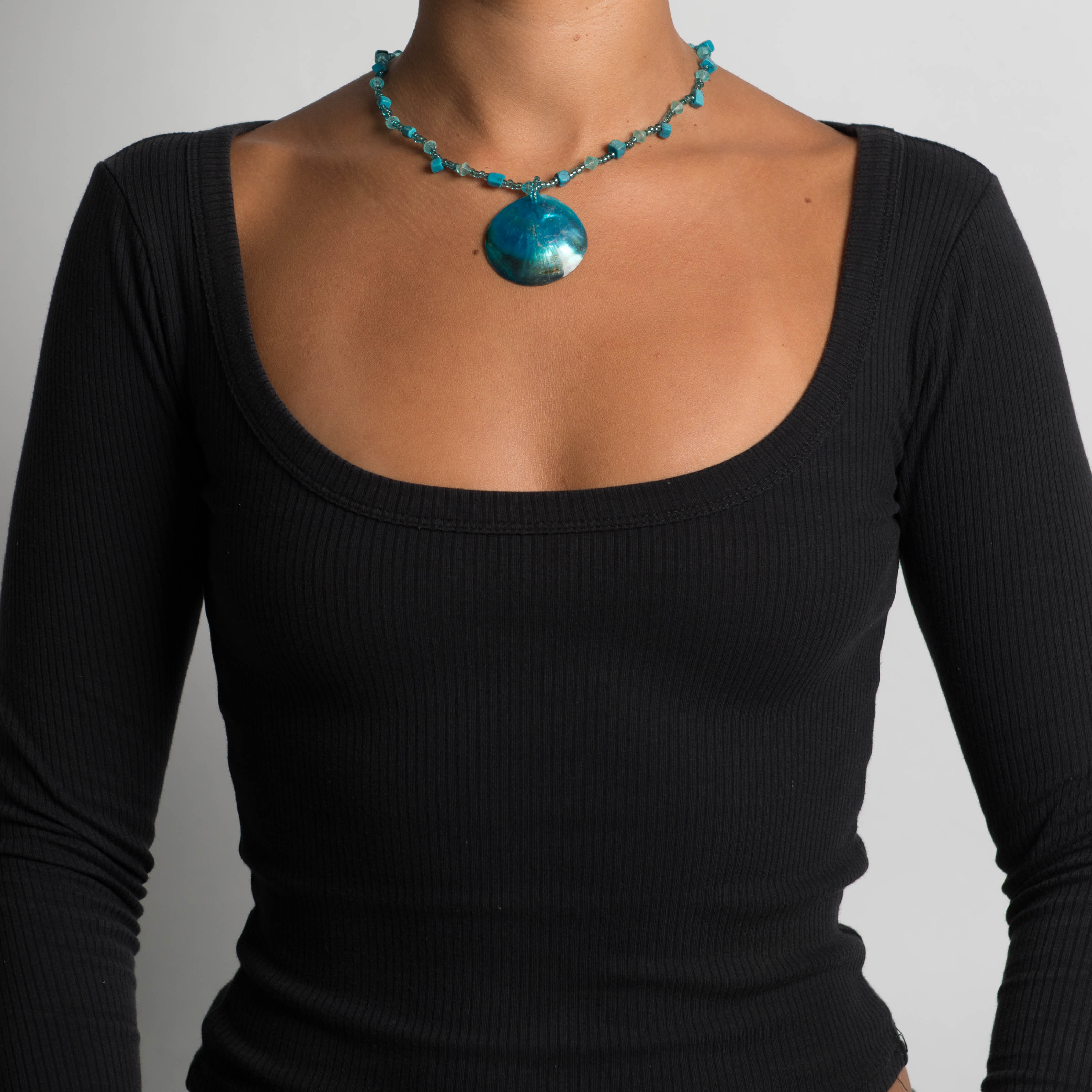 BLUE BEADED NECKLACE