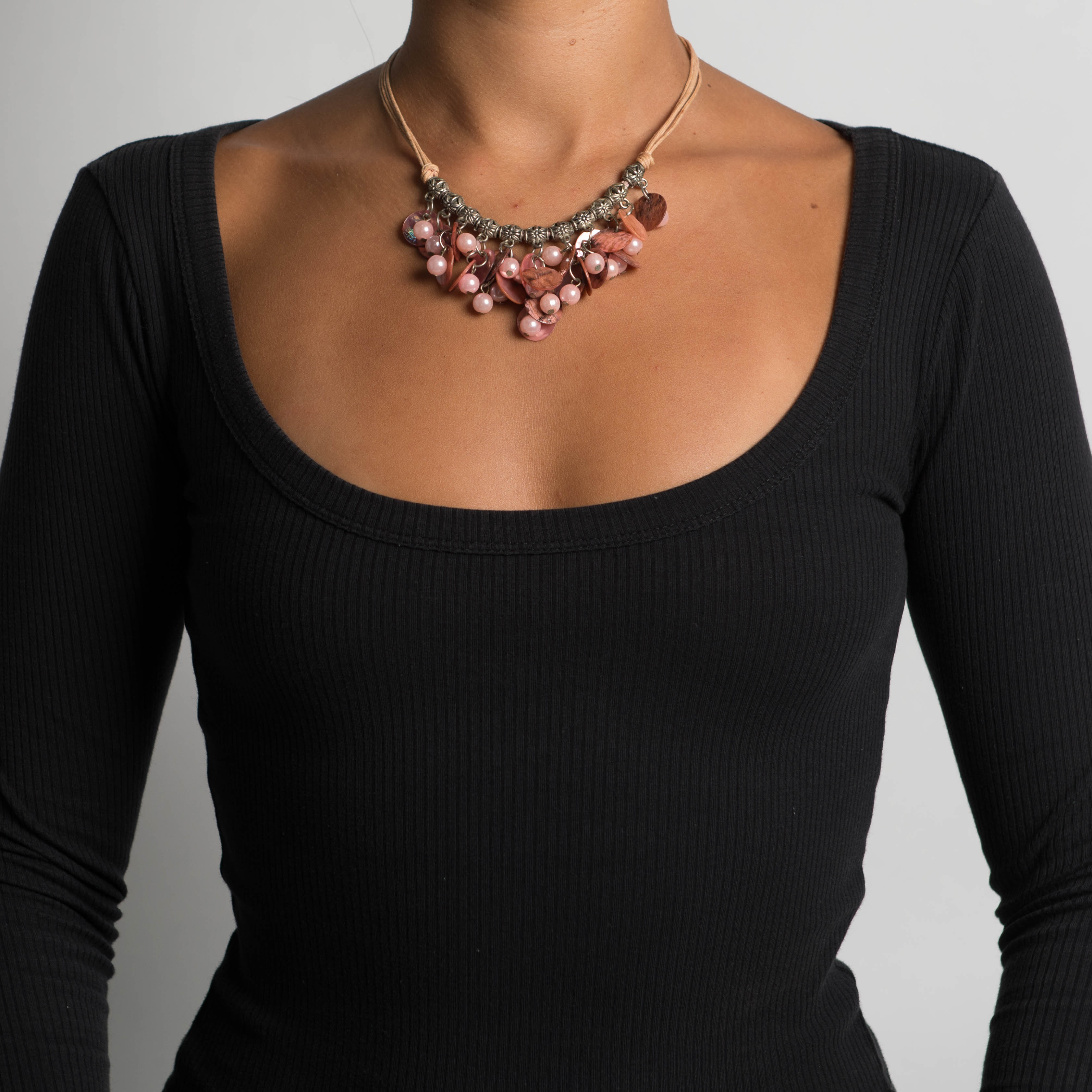 PINK LAYERED BEAD NECKLACE