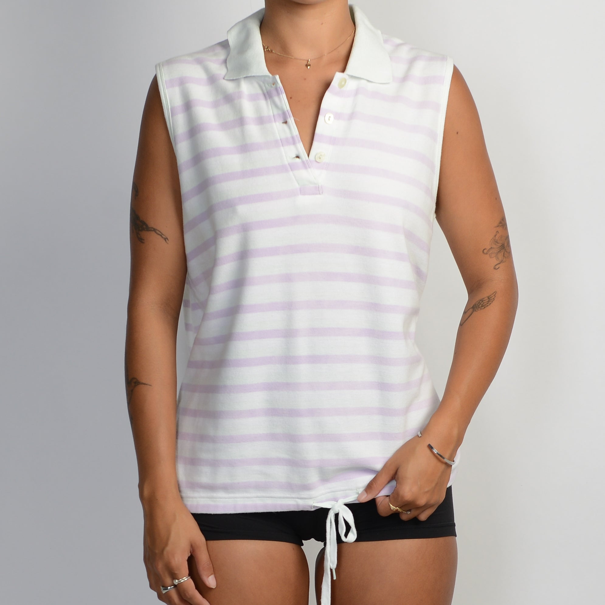 STRIPE SLEEVELESS POLO