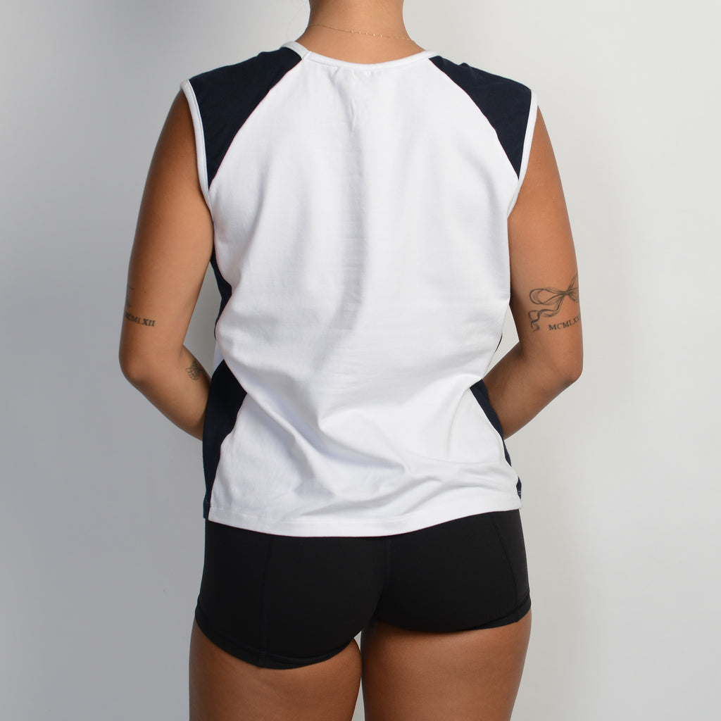 WHITE PANEL SLEEVELESS TOP