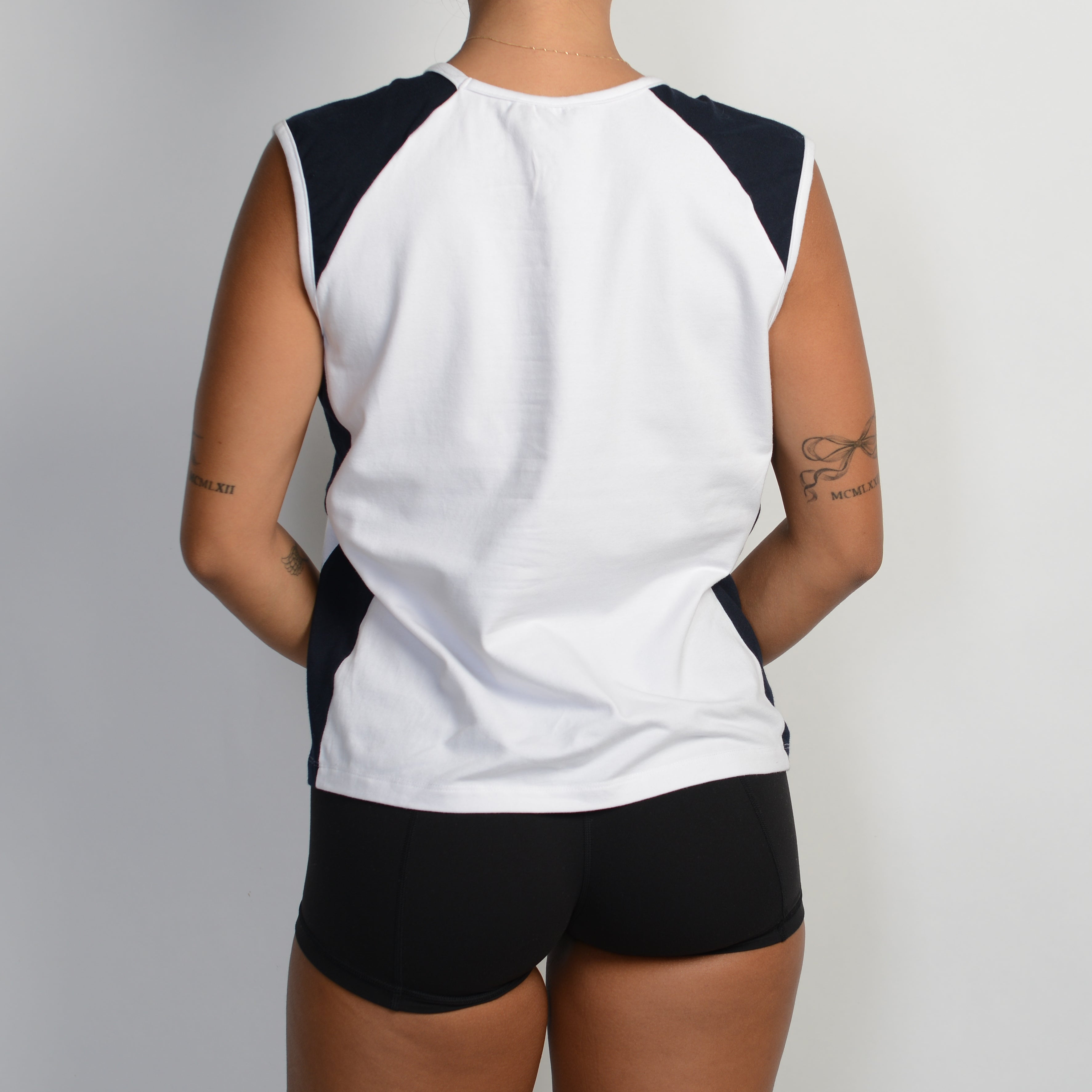 WHITE PANEL SLEEVELESS TOP