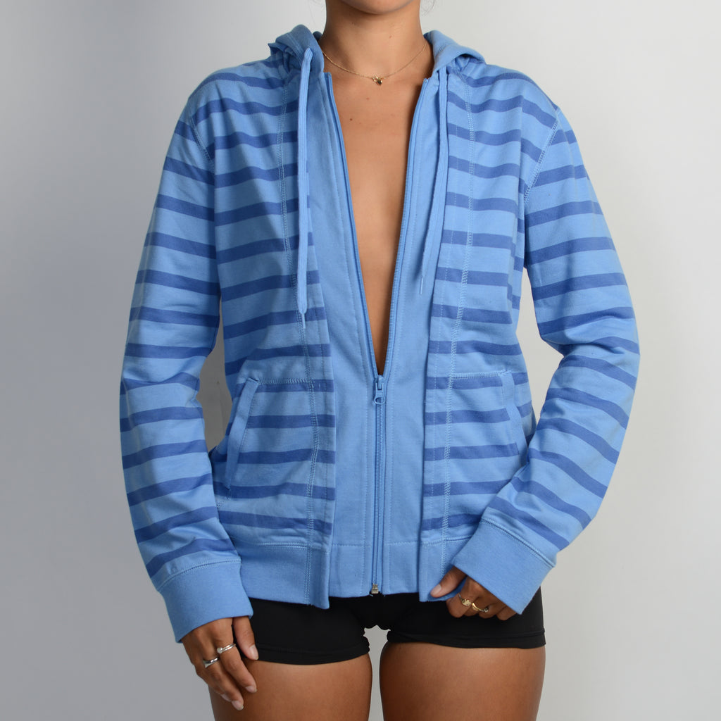 BLUE STRIPE ZIP HOODIE