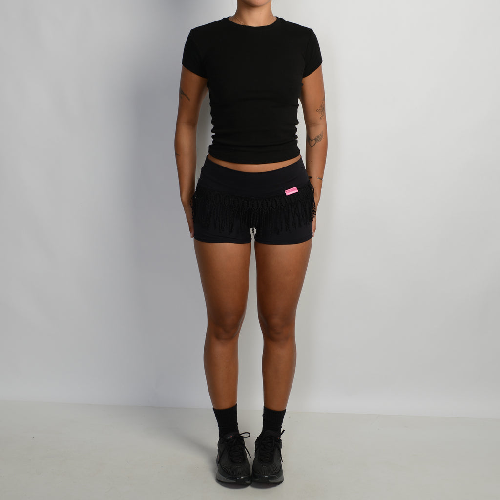 BLACK FRINGE SHORTS
