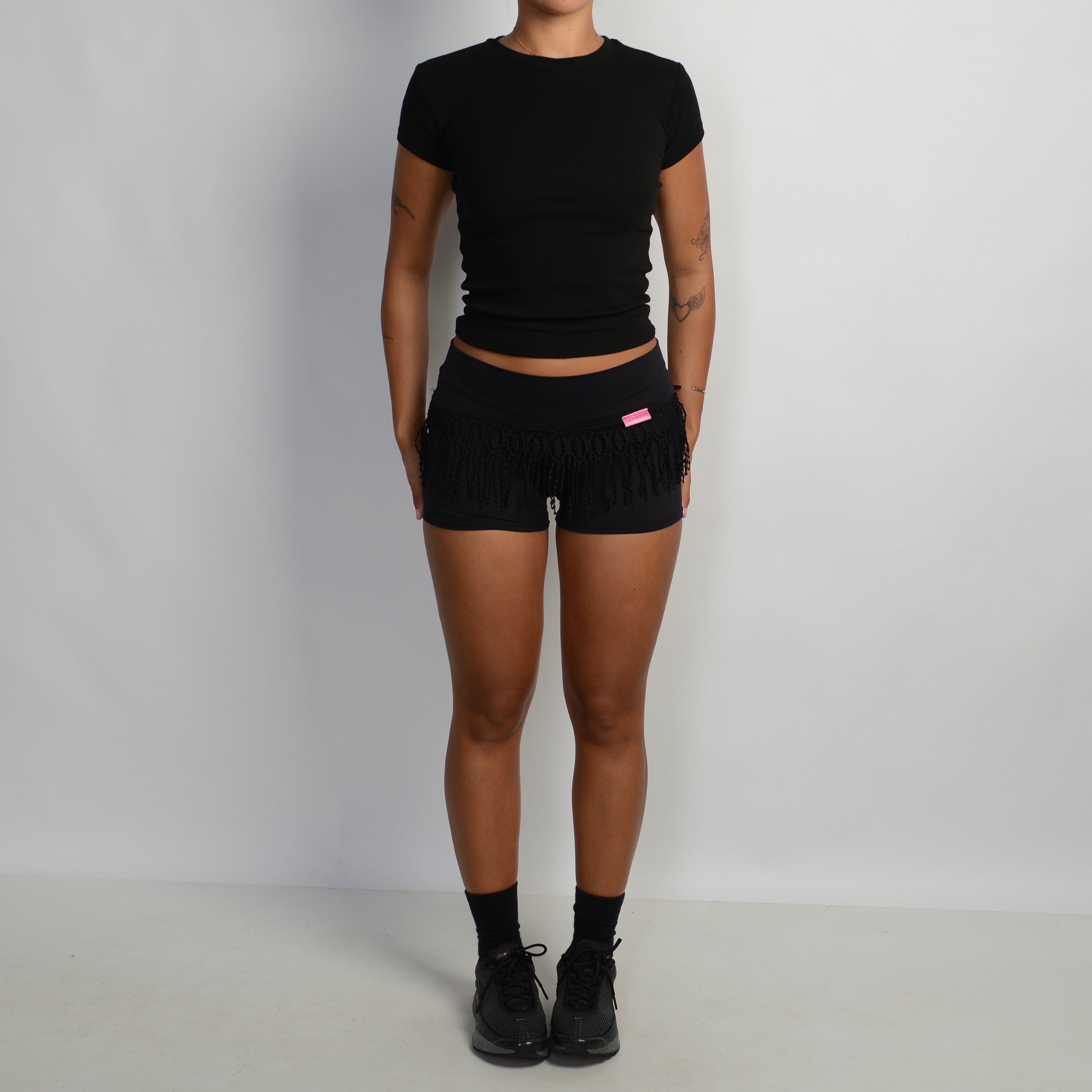 BLACK FRINGE SHORTS