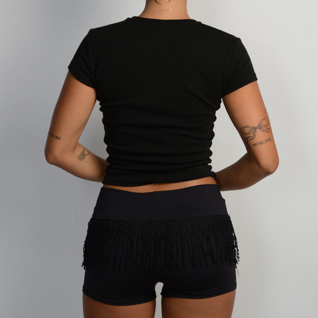 BLACK FRINGE SHORTS