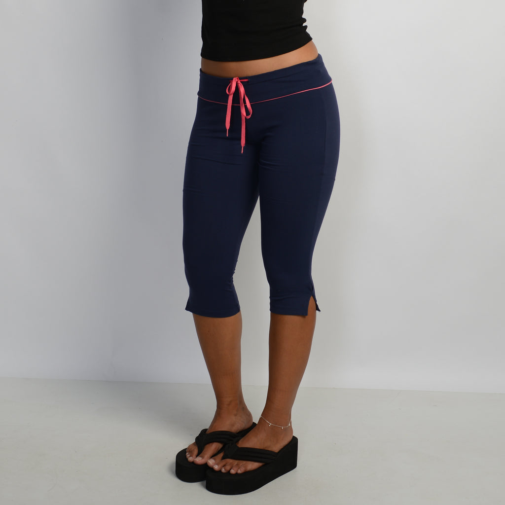 NAVY DRAWSTRING CROP TIGHTS