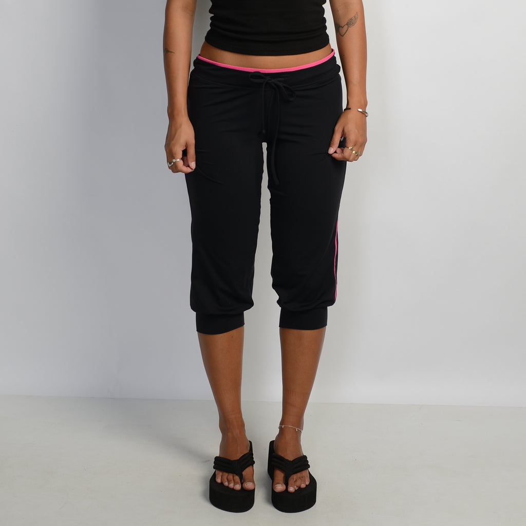 BLACK DRAWSTRING CROP TIGHTS