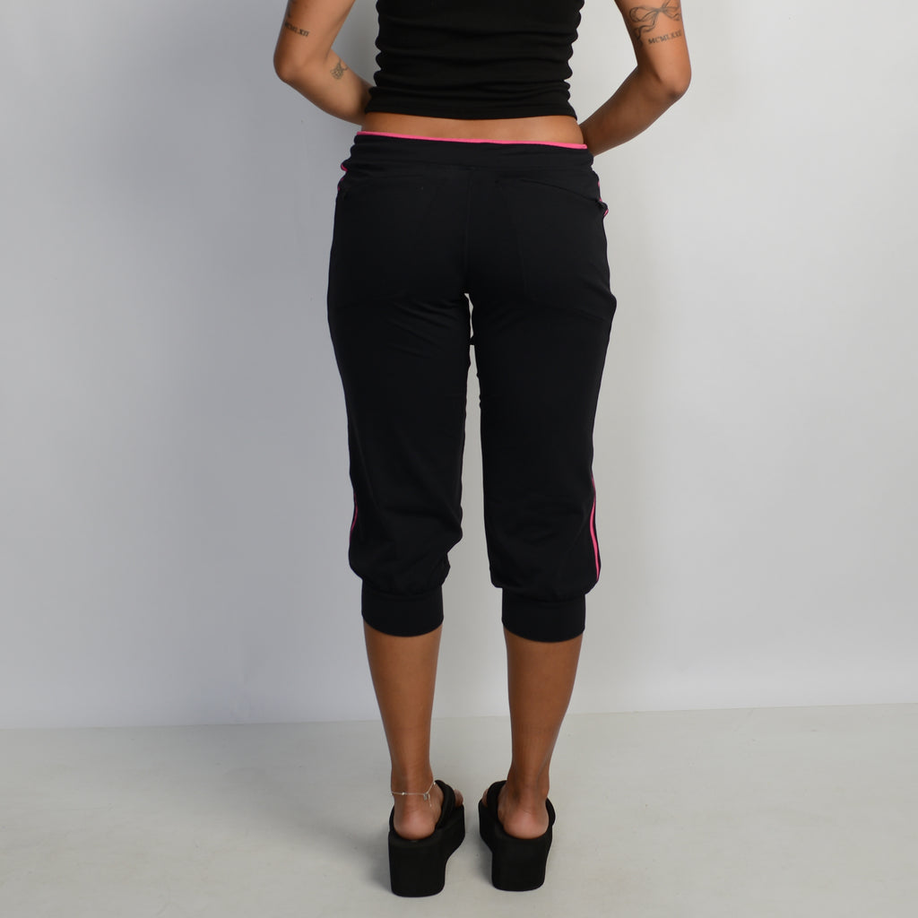 BLACK DRAWSTRING CROP TIGHTS