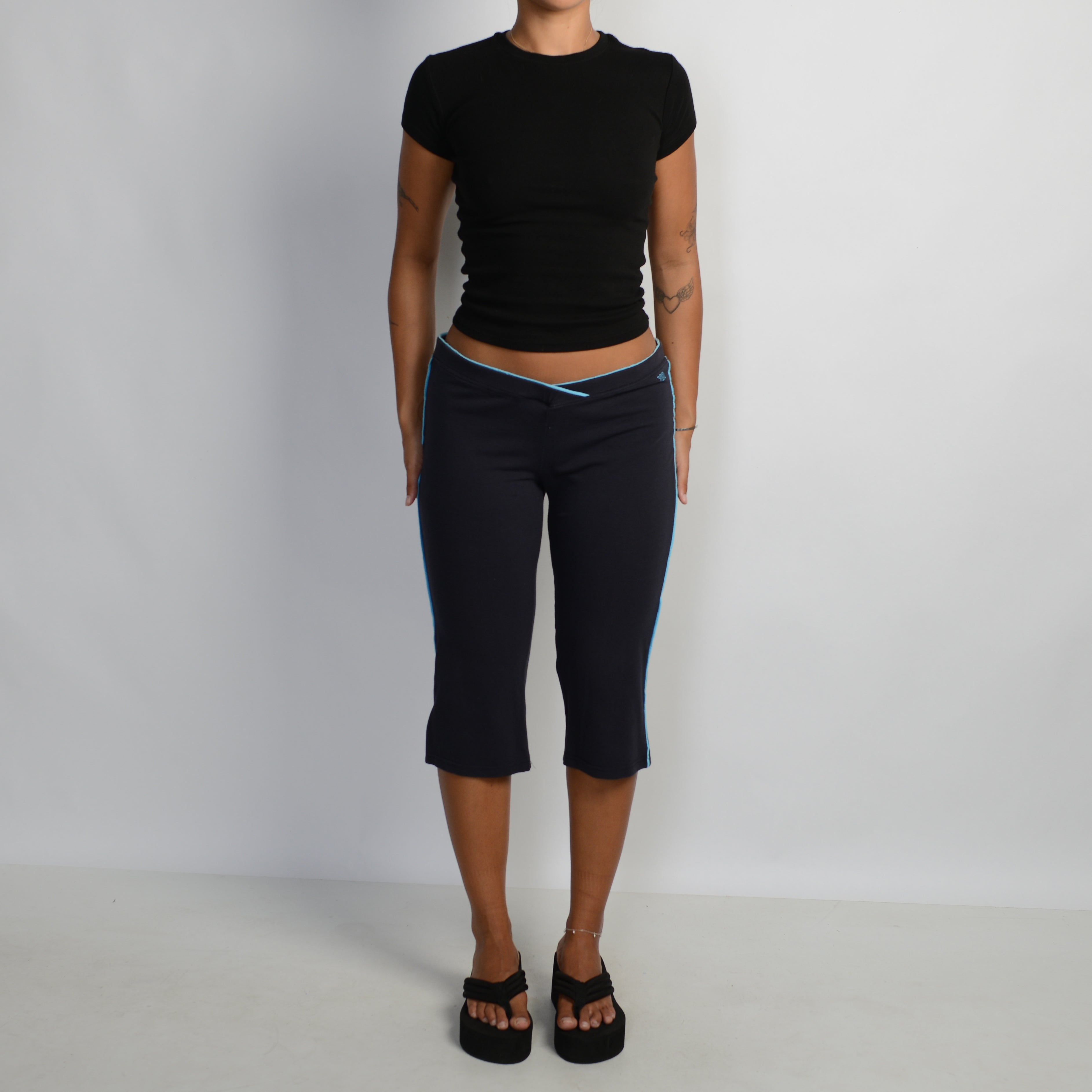 NAVY CROP COTTON TIGHTS