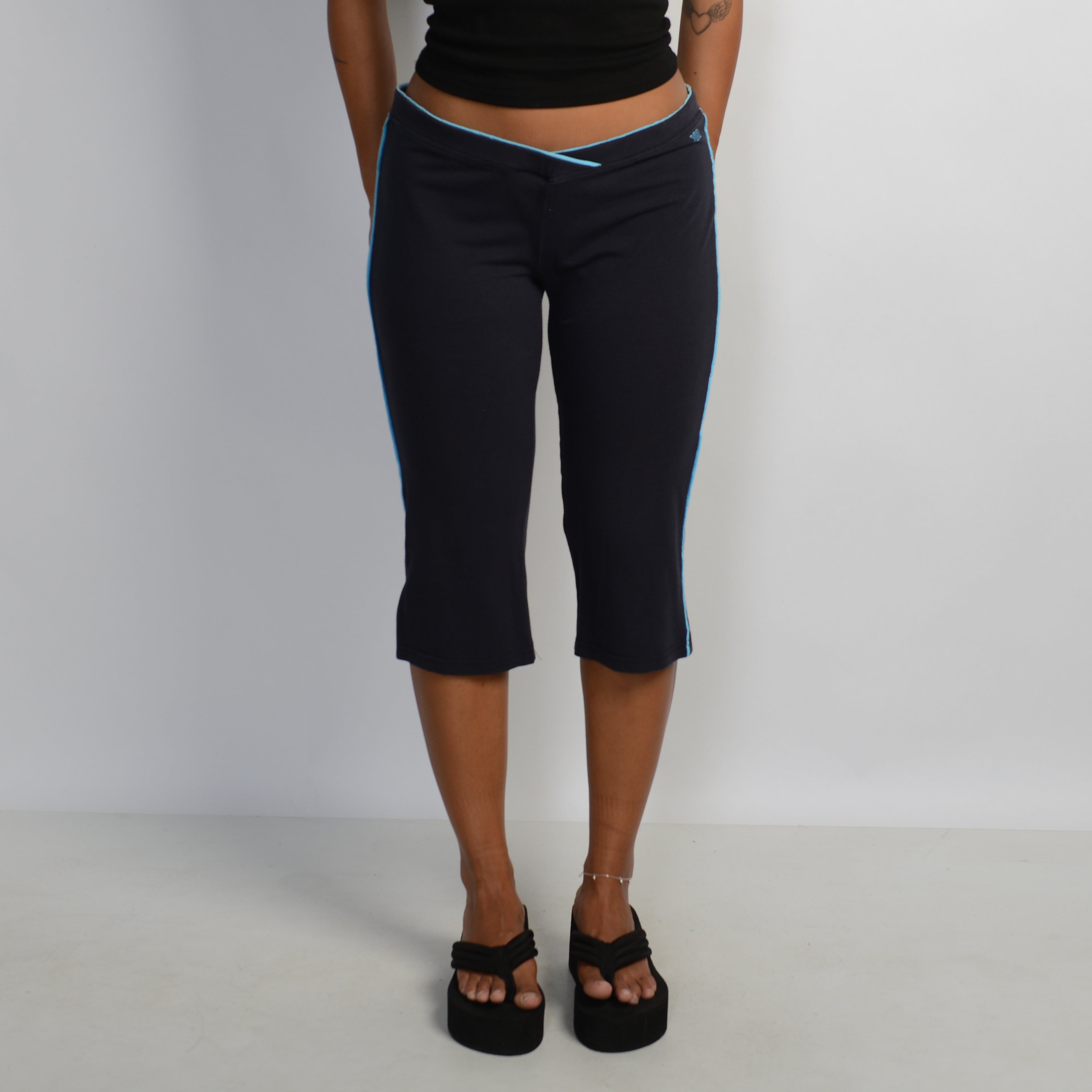 NAVY CROP COTTON TIGHTS