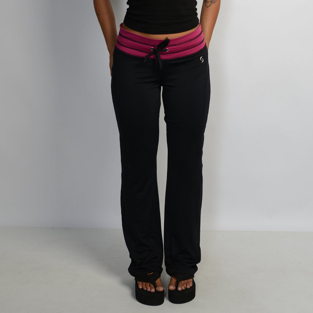 BLACK STRETCH FLARE PANTS