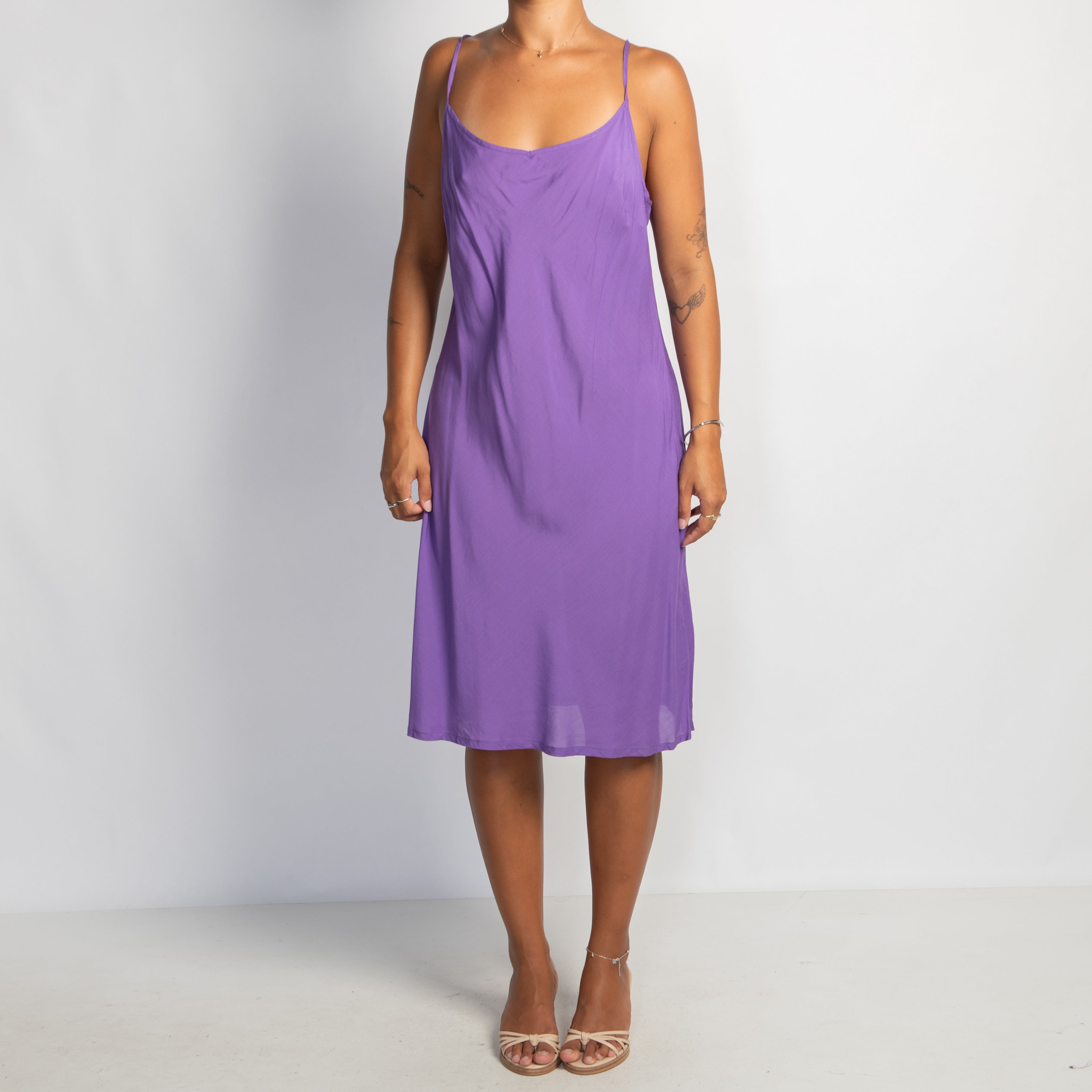 PURPLE SLIP MIDI DRESS