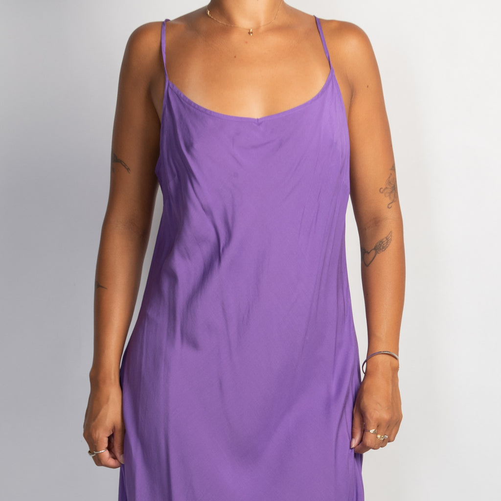 PURPLE SLIP MIDI DRESS