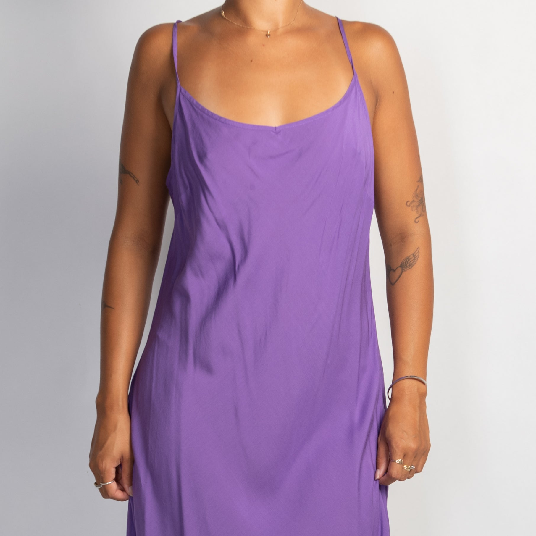 PURPLE SLIP MIDI DRESS