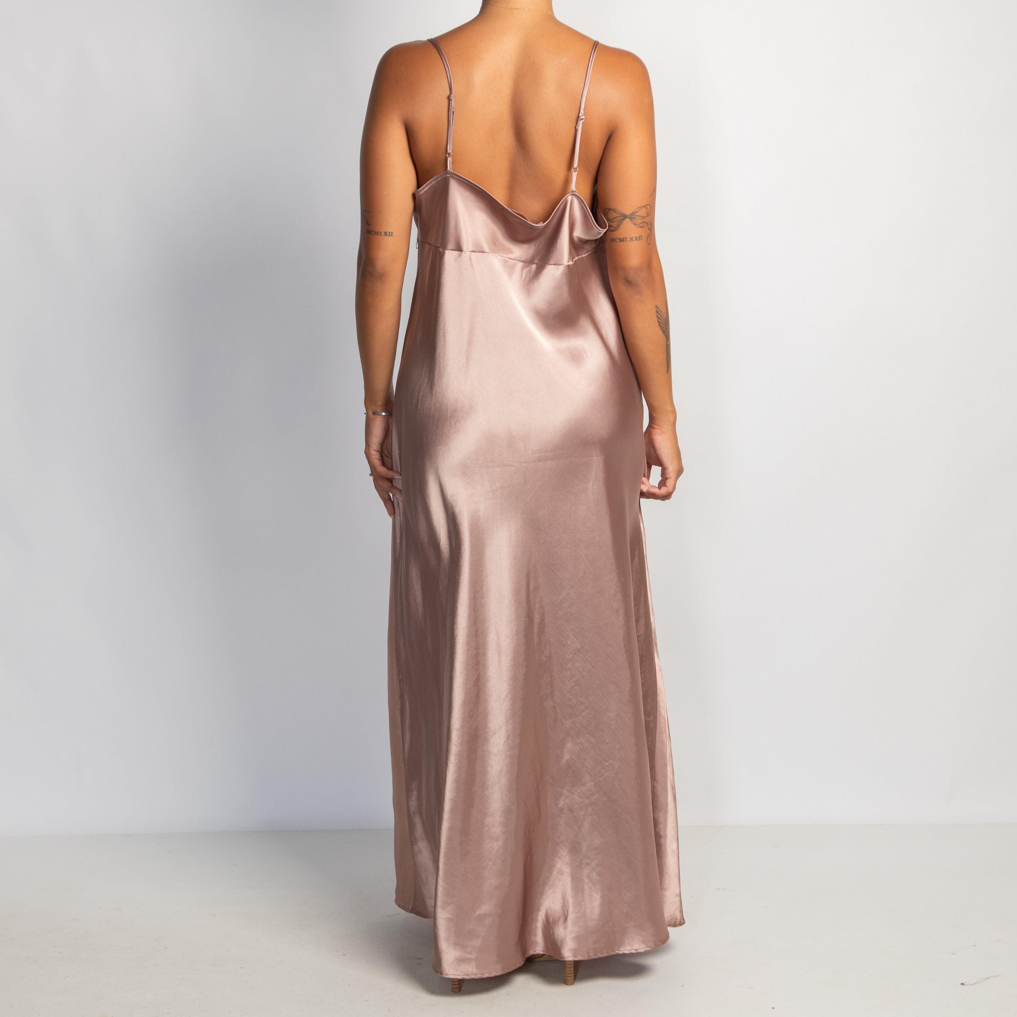 ROSE PINK SATIN NIGHTGOWN