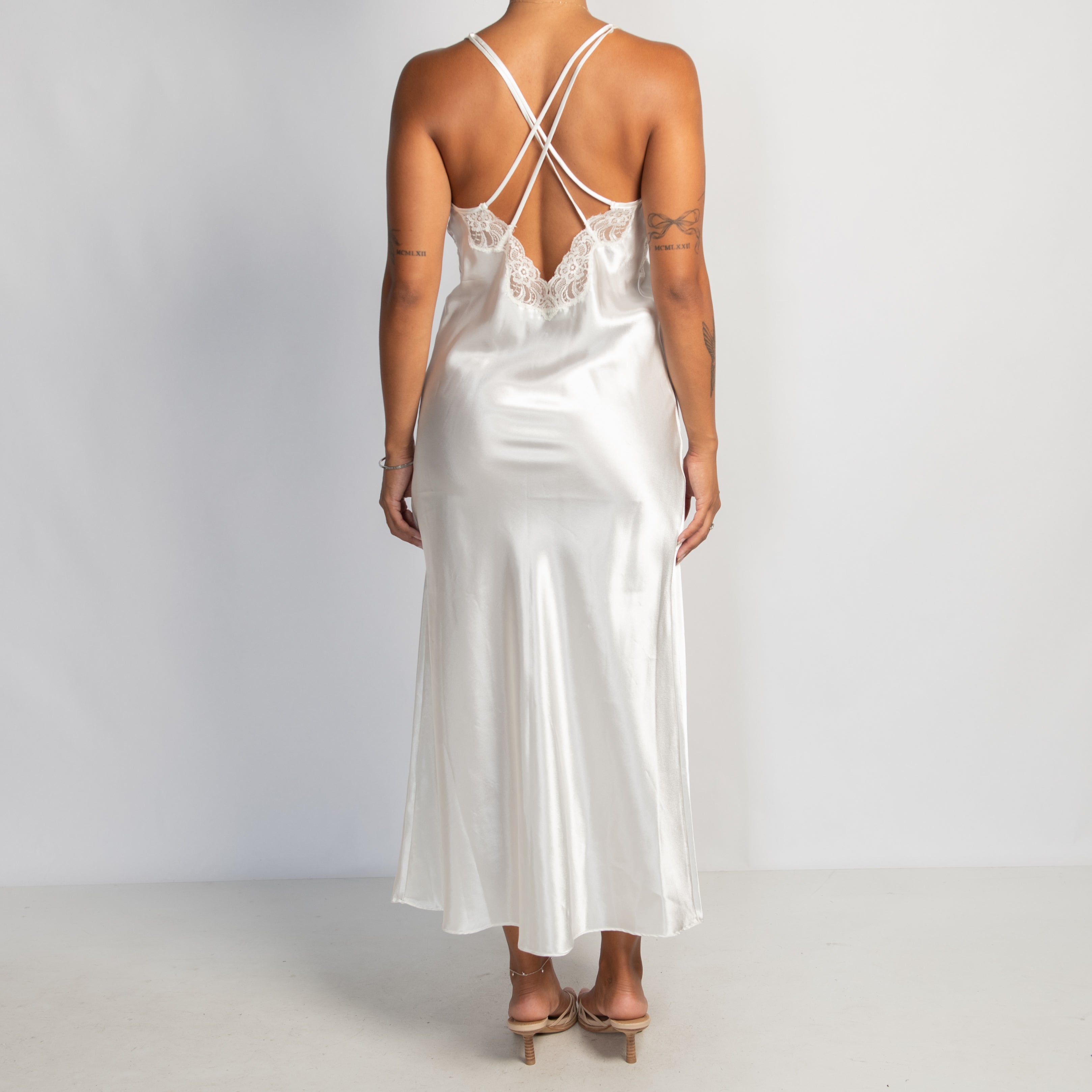 WHITE SATIN NIGHTGOWN