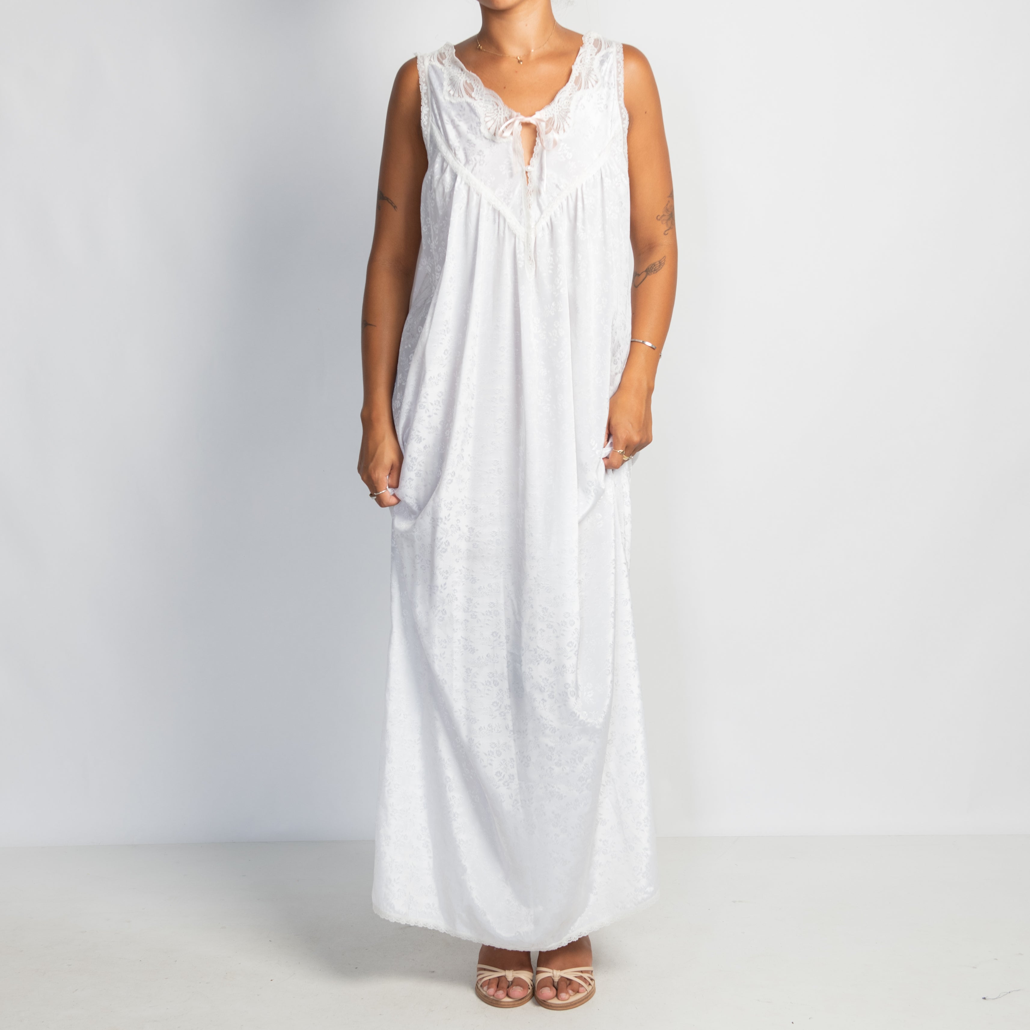 WHITE SATIN NIGHTIE