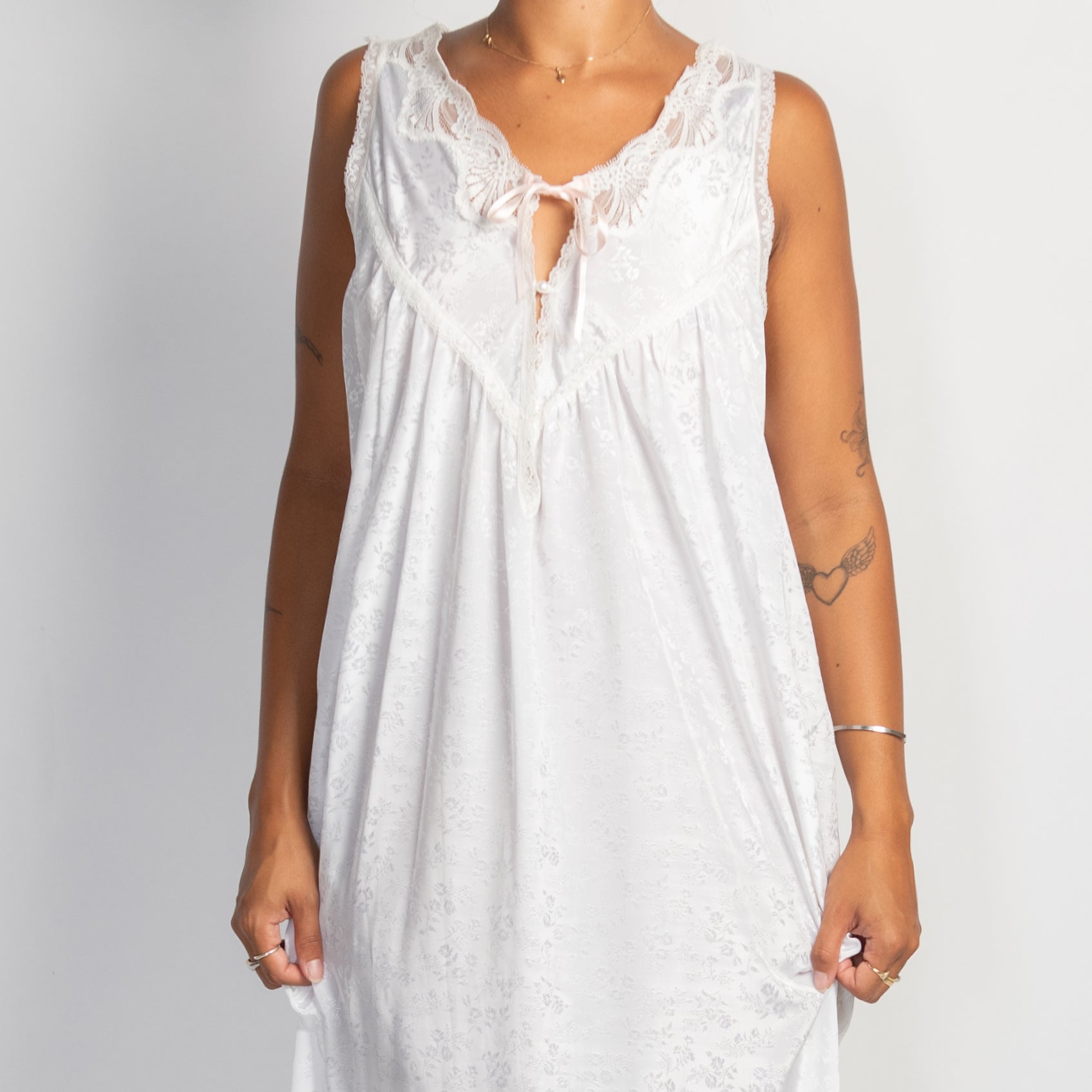WHITE SATIN NIGHTIE