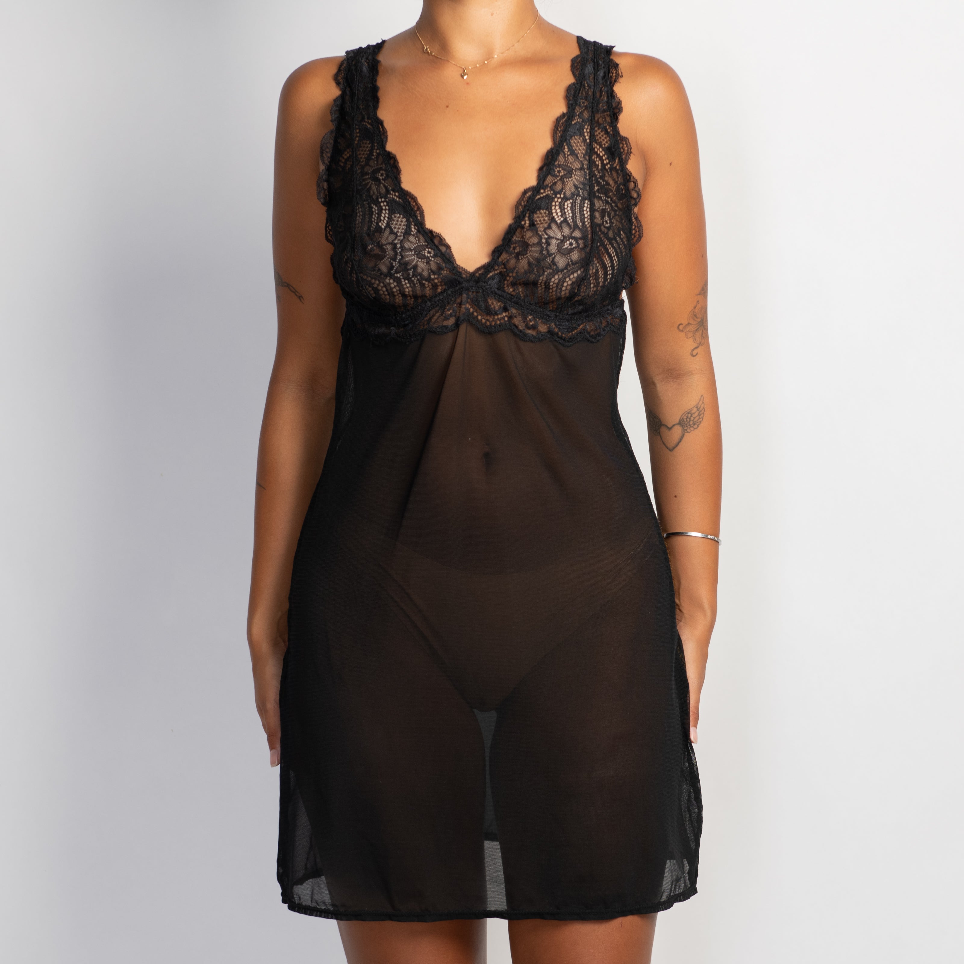 BLACK MESH CHEMISE