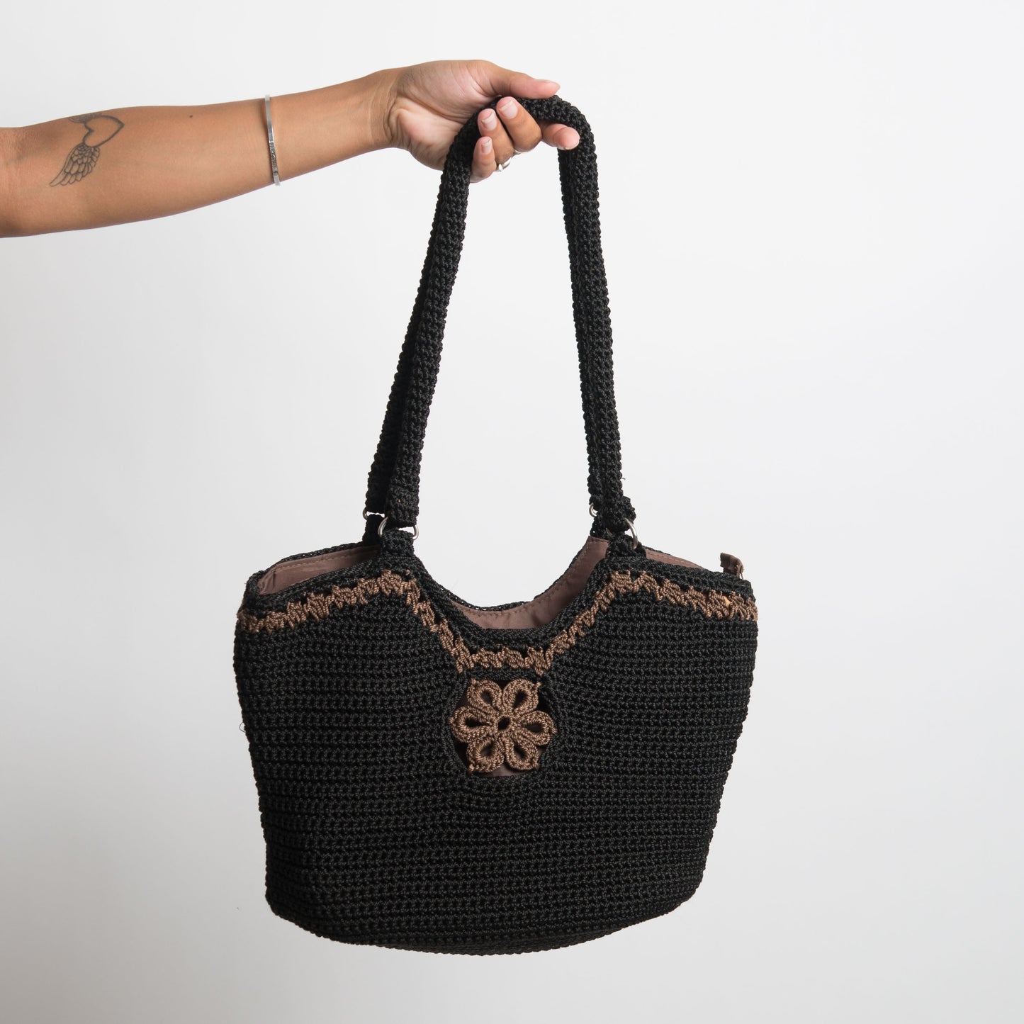 BLACK CROCHET HANDBAG