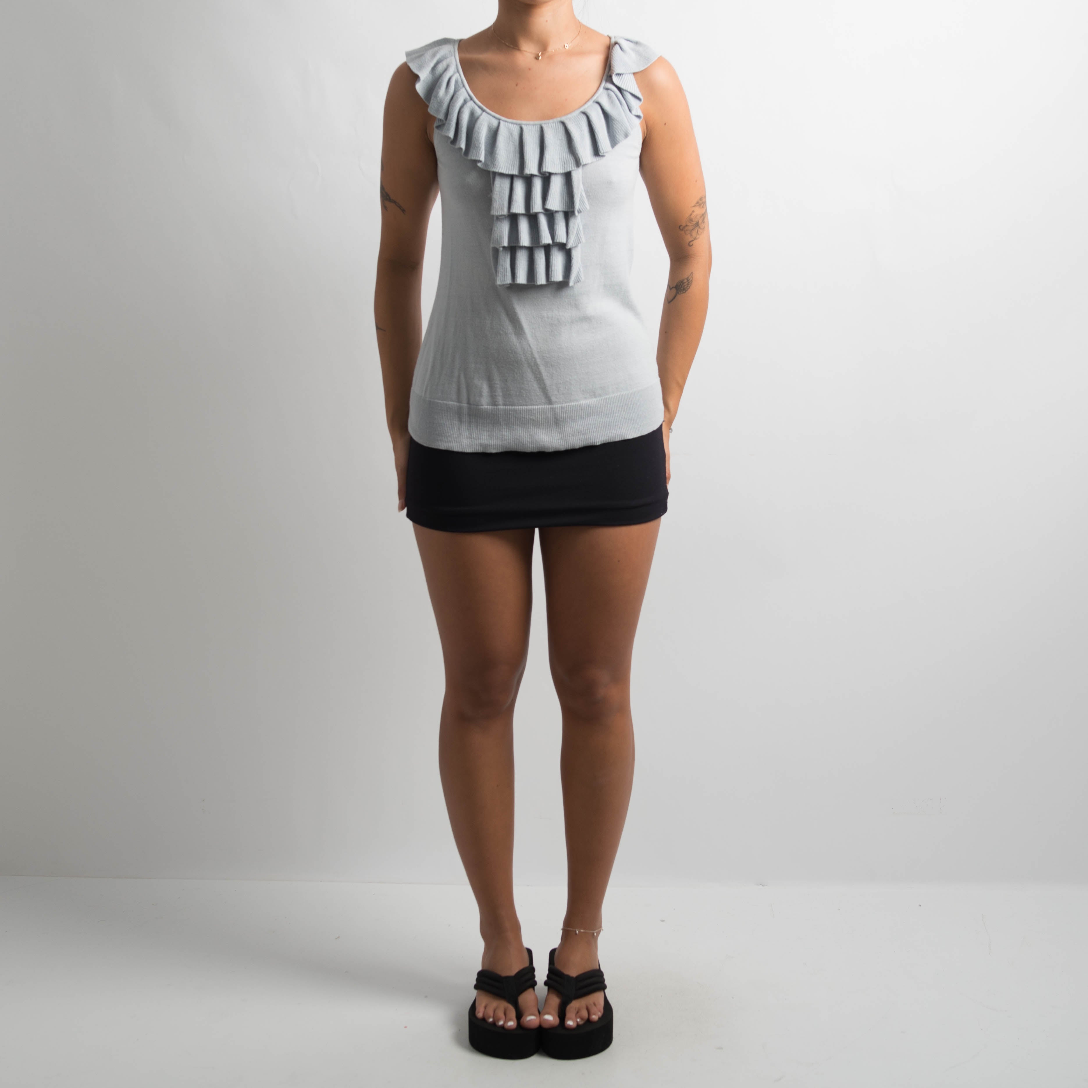 RUFFLE KNIT TANK TOP