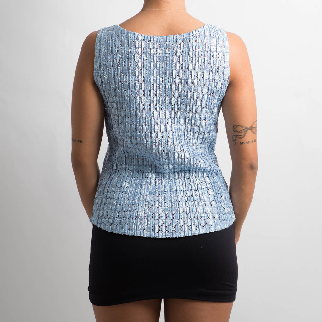 TEXTURED METALLIC BLUE TOP