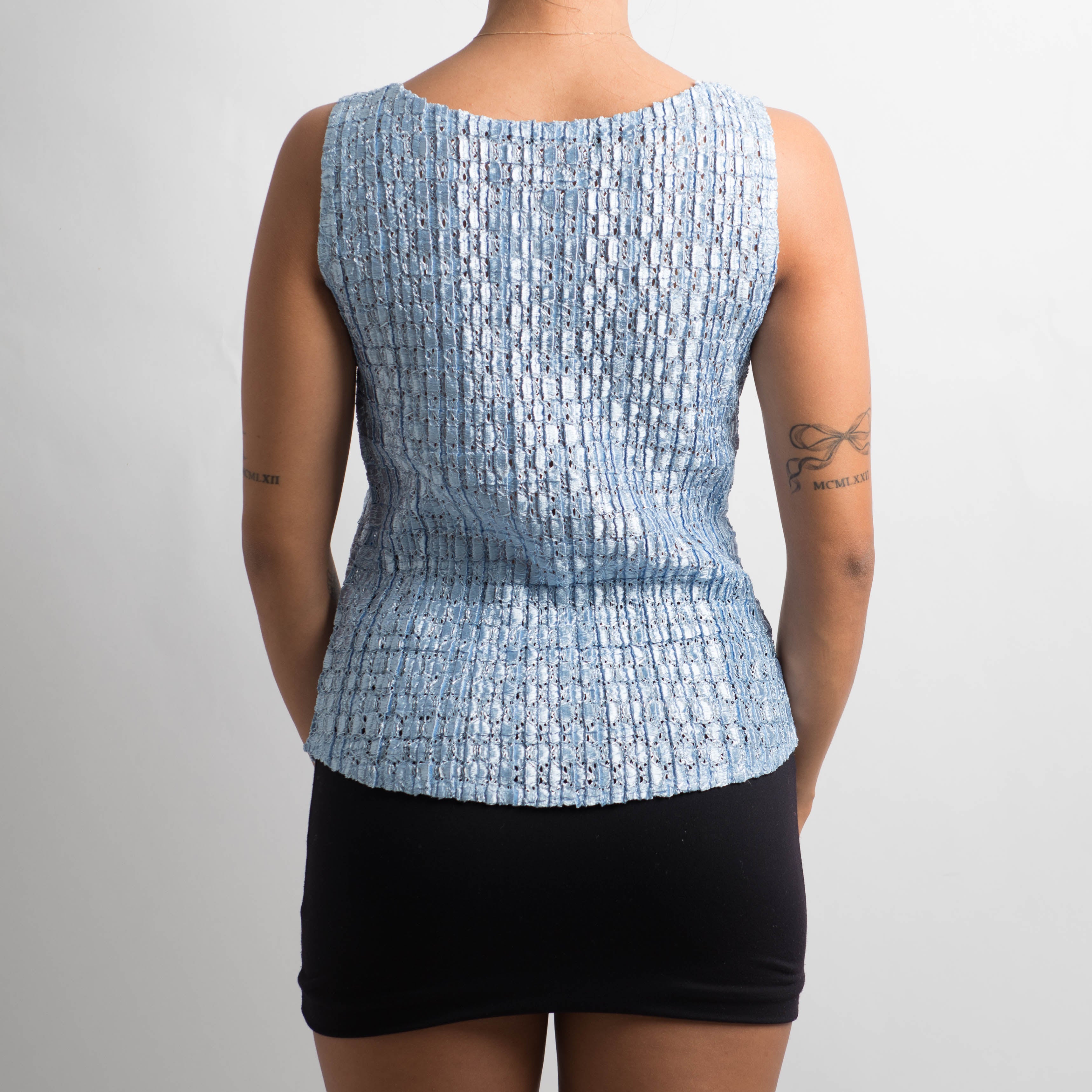 TEXTURED METALLIC BLUE TOP