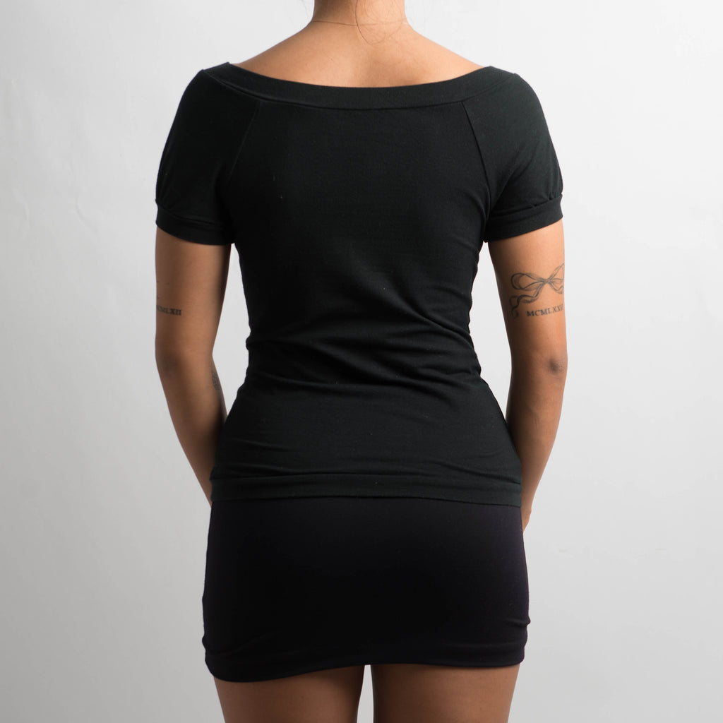 BLACK LEAF PRINT TOP