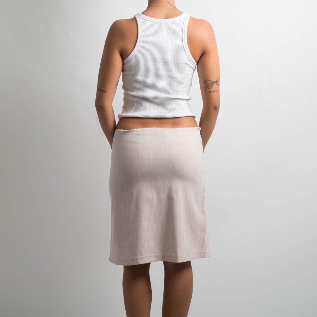 PINK PICOT TRIM MIDI SKIRT