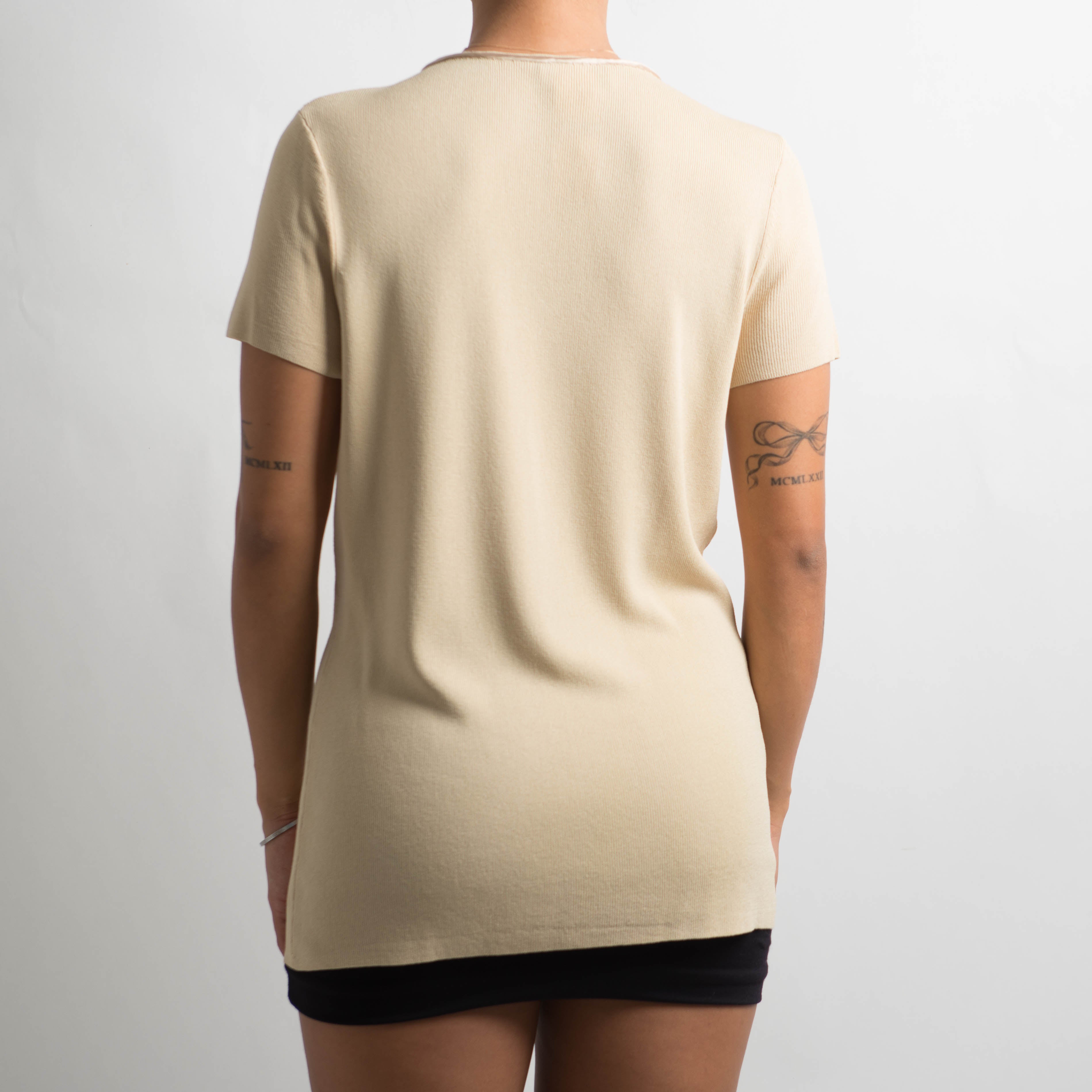 BEIGE SHORT SLEEVE TOP