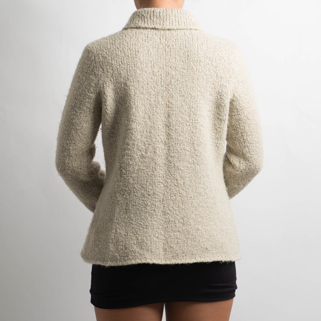 KNIT COLLARED CARDIGAN