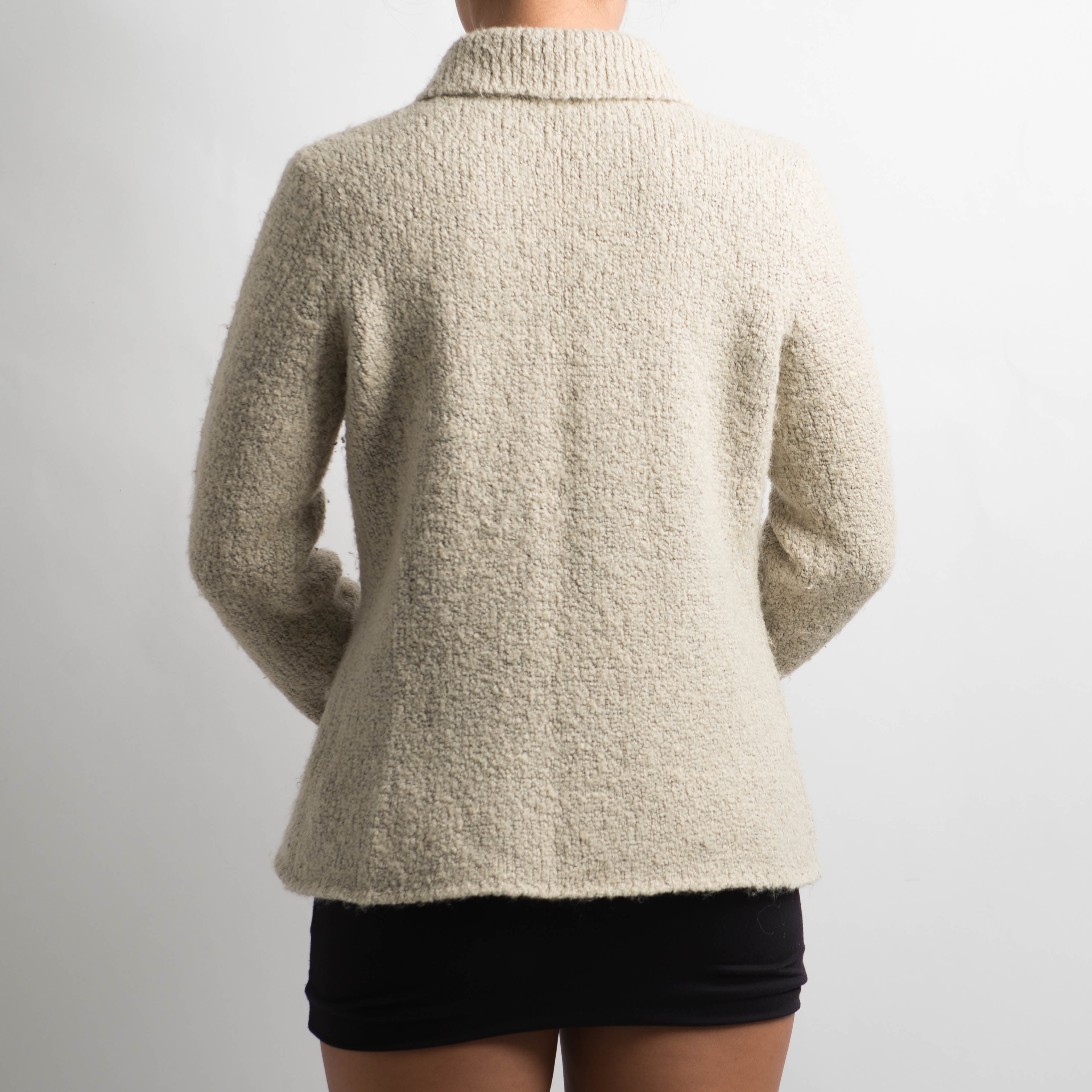 KNIT COLLARED CARDIGAN