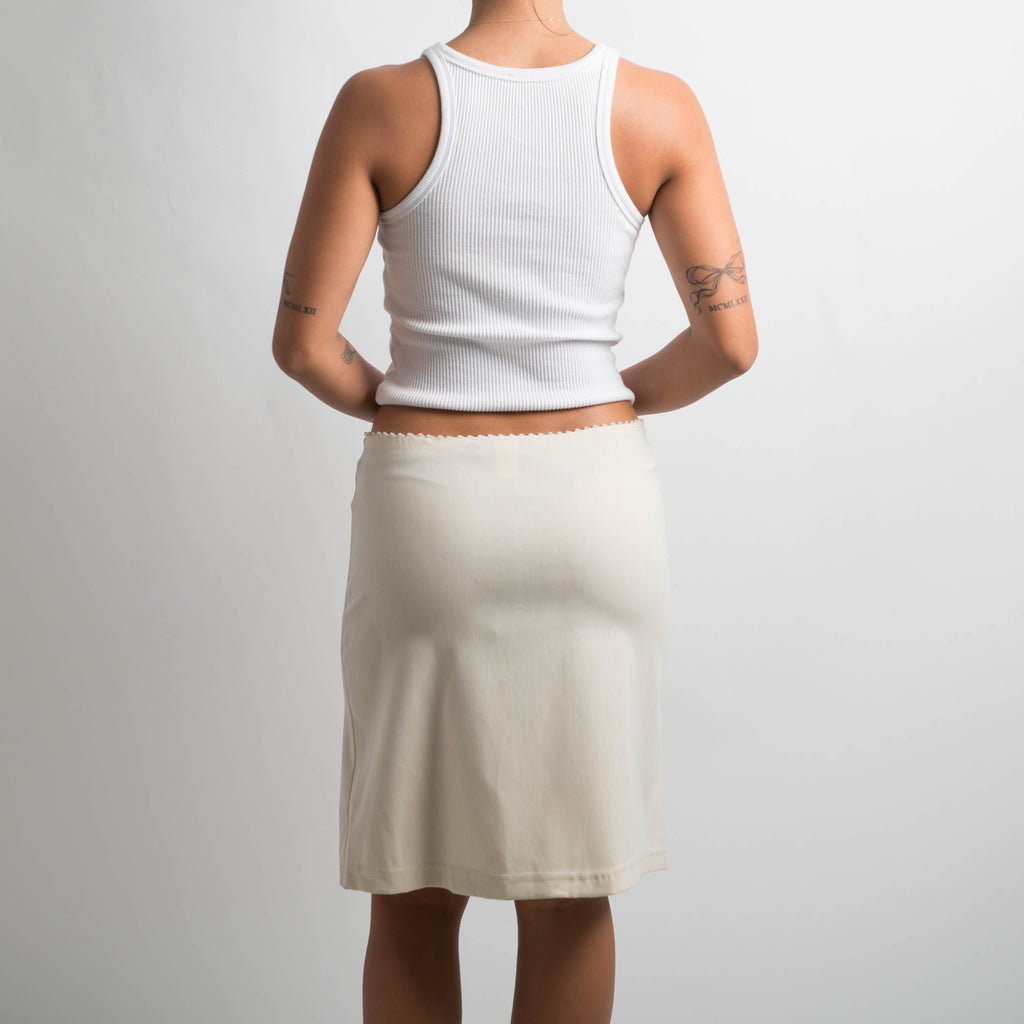 CREAM PICOT TRIM MIDI SKIRT