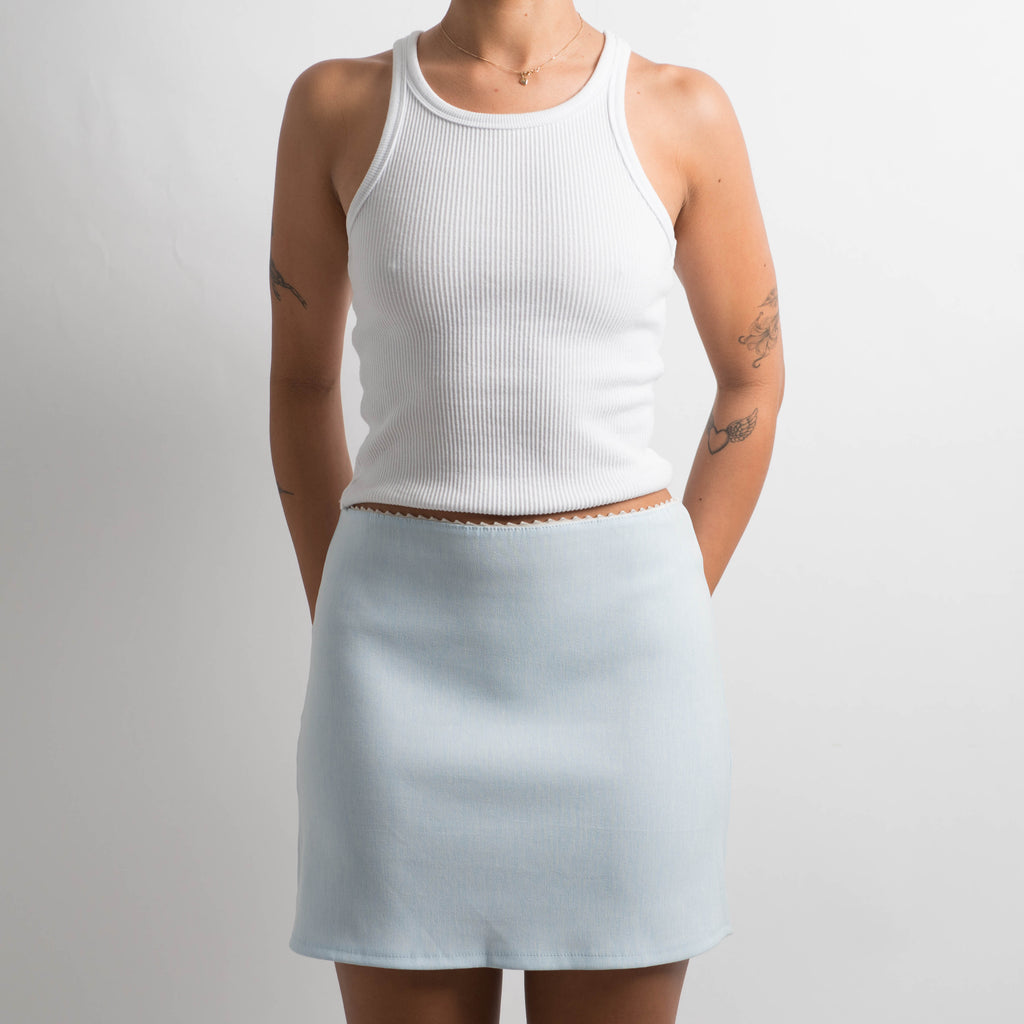 BLUE PICOT TRIM SKIRT