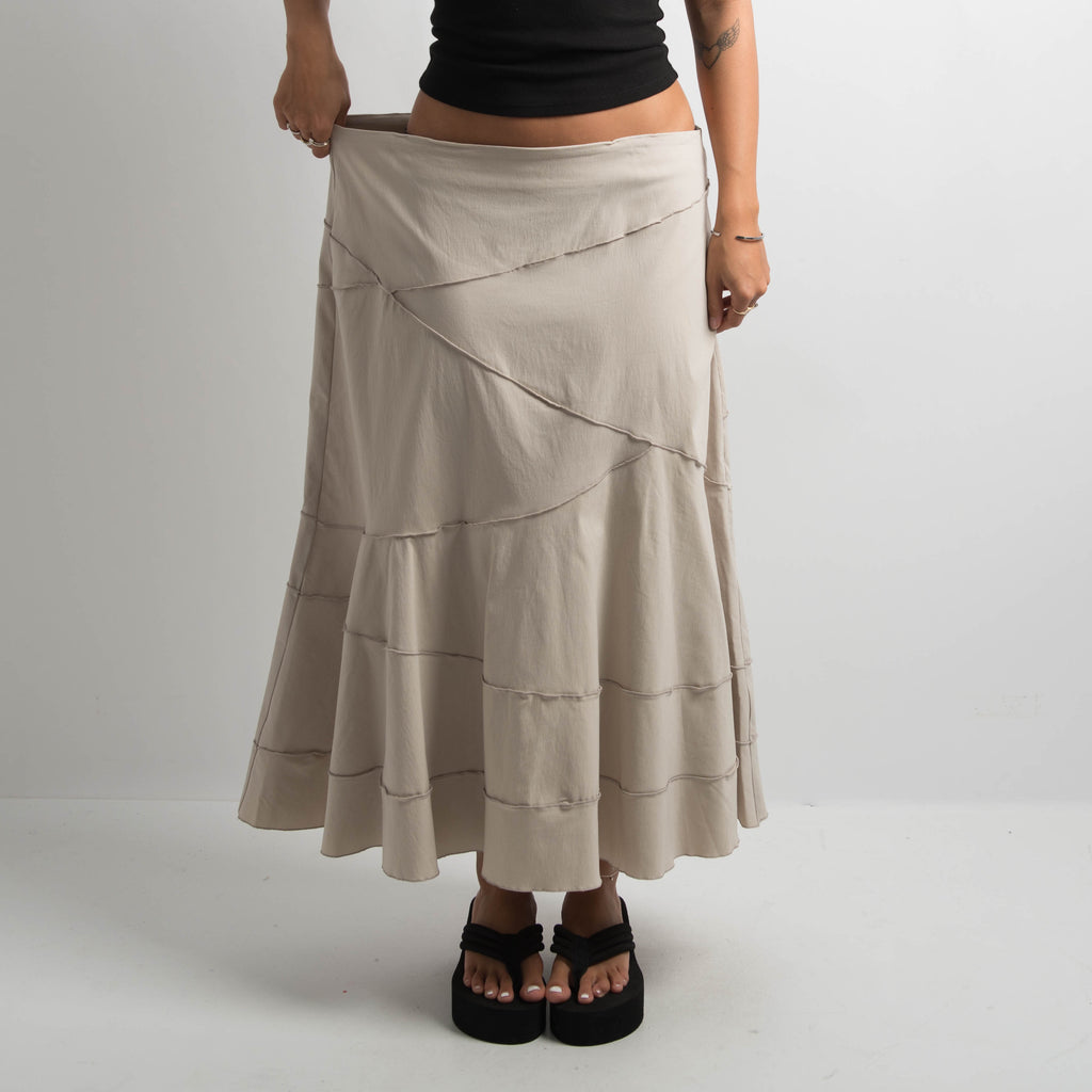 CREAM PANEL MIDI SKIRT