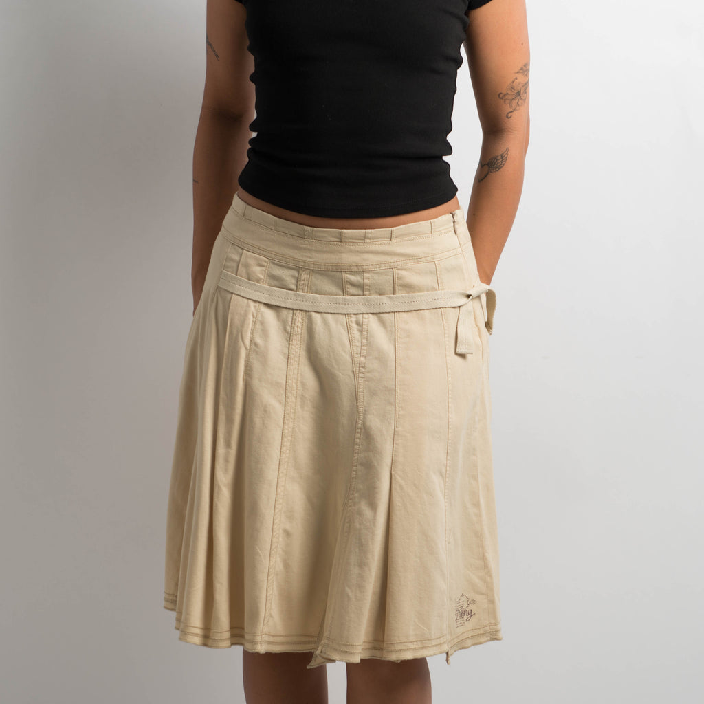 BEIGE COTTON MIDI SKIRT