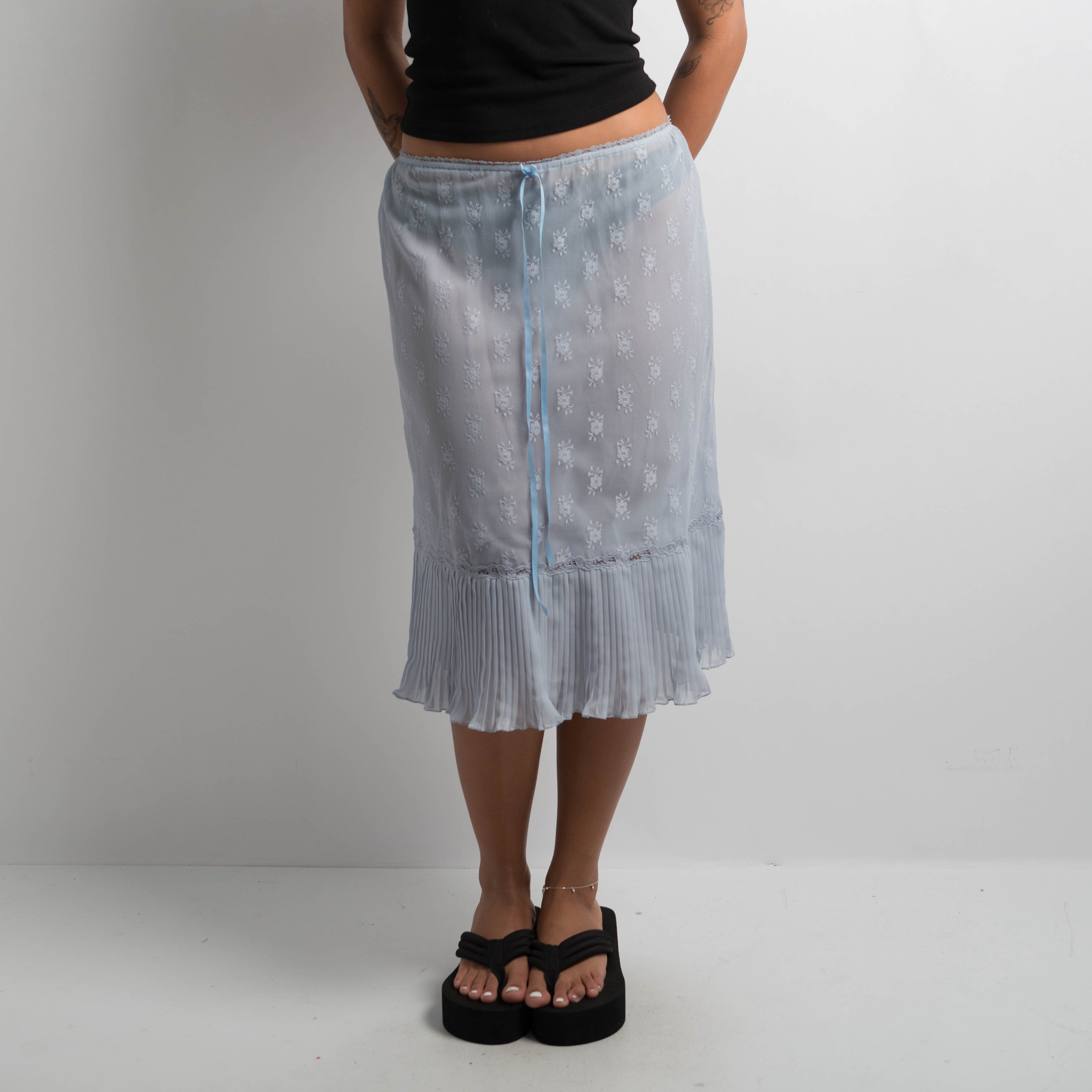 BLUE LACE MIDI SKIRT