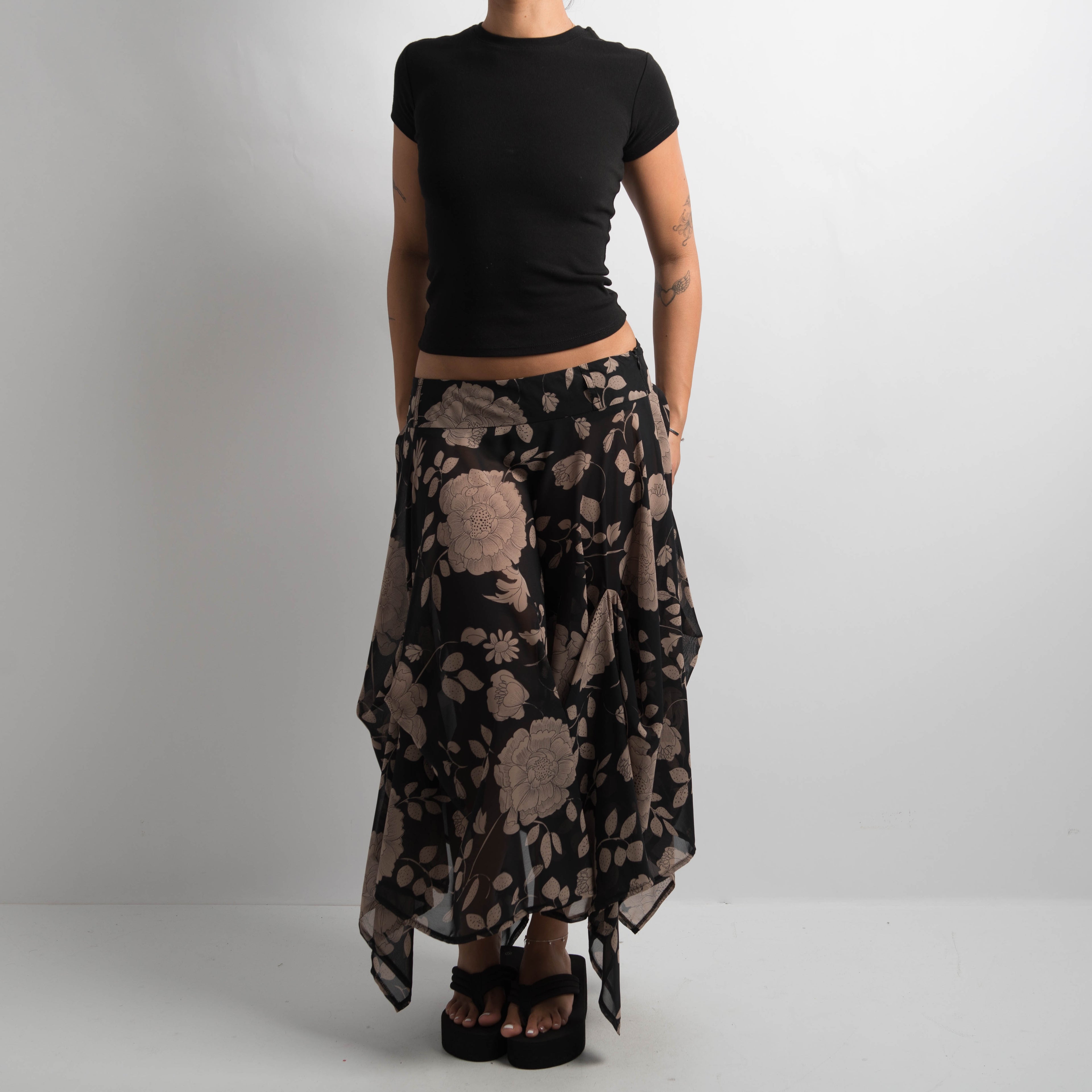 SHEER FLORAL SKIRT