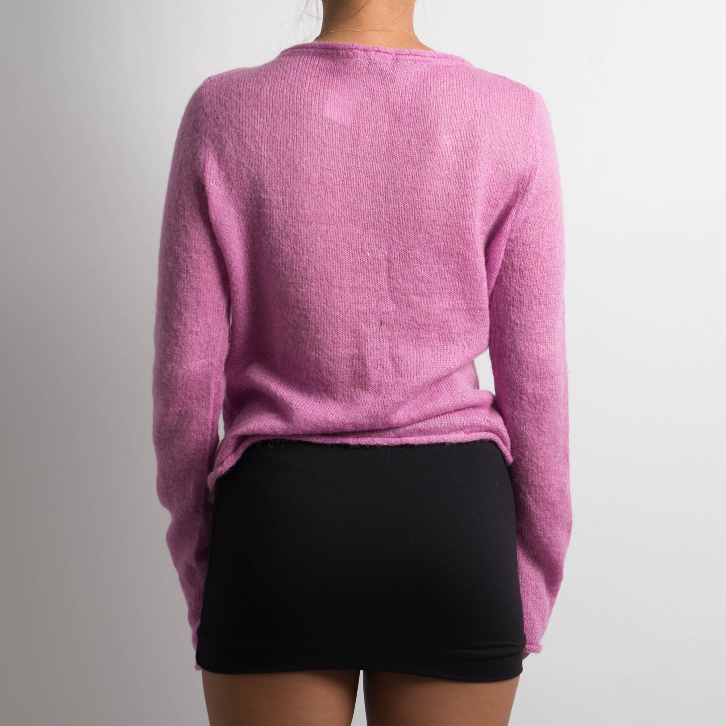 PINK MOHAIR RUCHED SWEATER