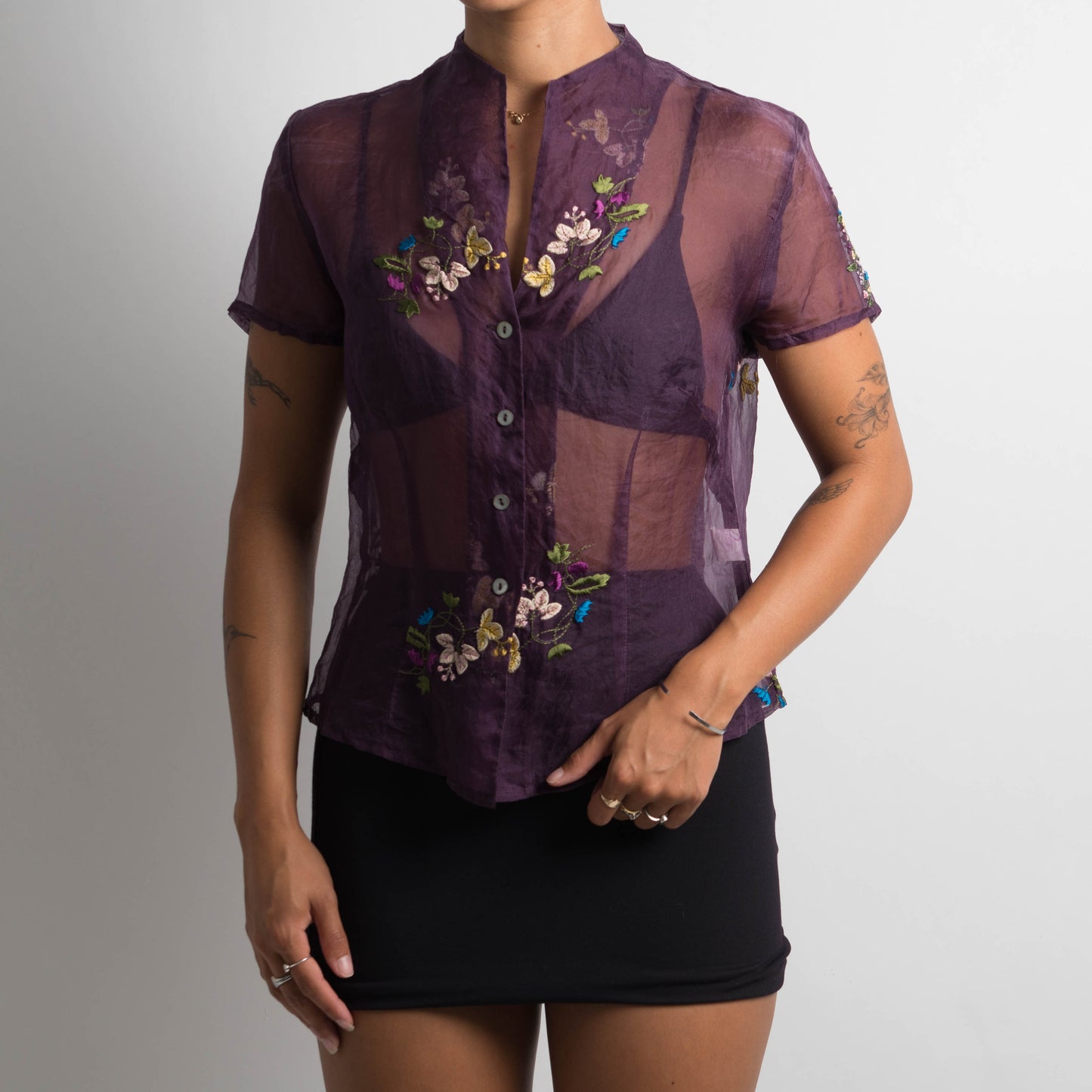 SHEER SILK PURPLE BLOUSE