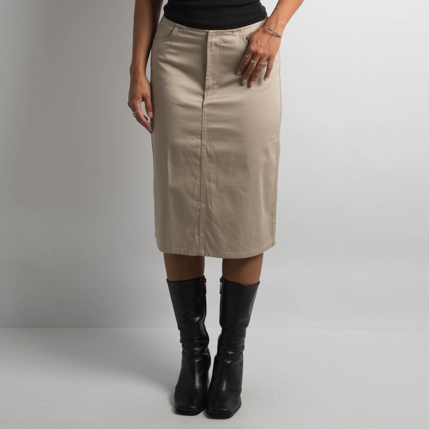 BEIGE MIDI SKIRT