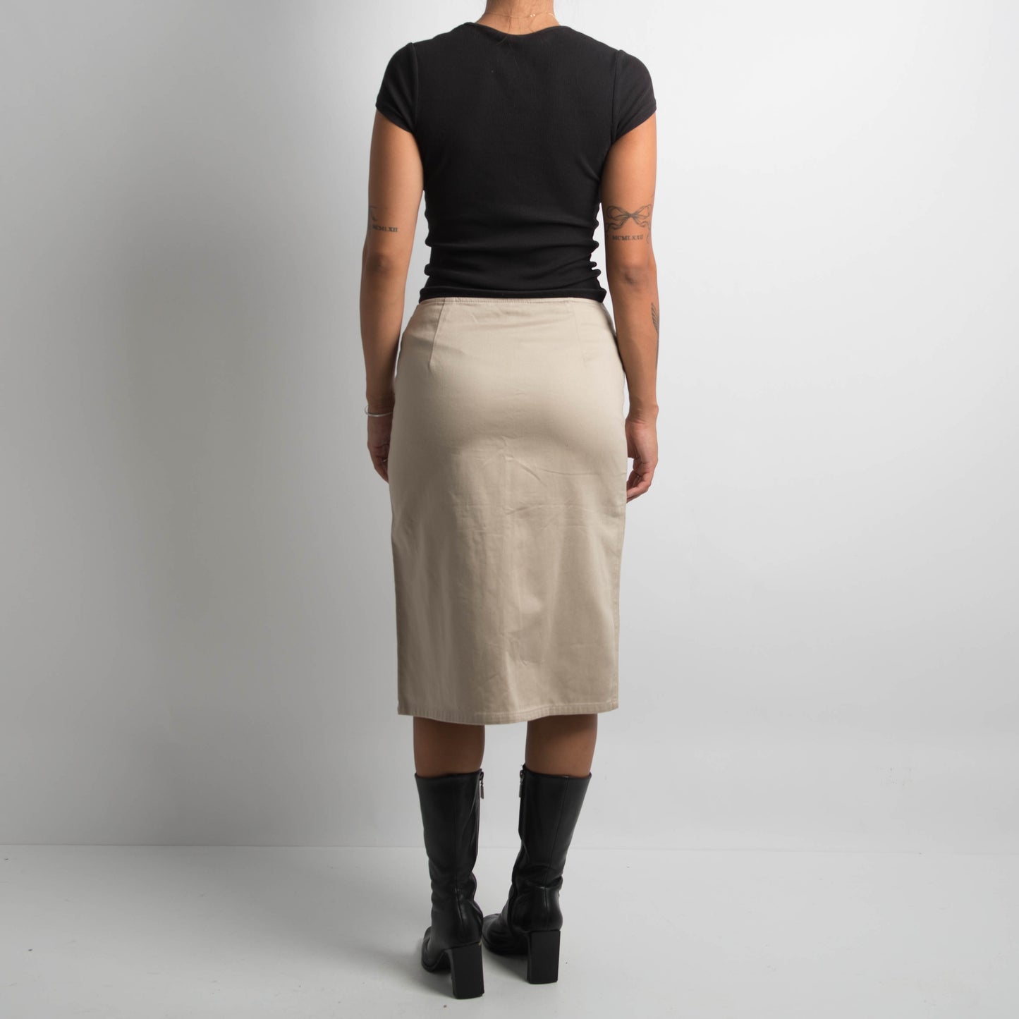 BEIGE MIDI SKIRT