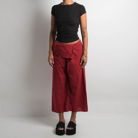 RED WIDE LEG PANTS