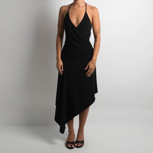 BLACK ASYMMETRIC EVENING DRESS