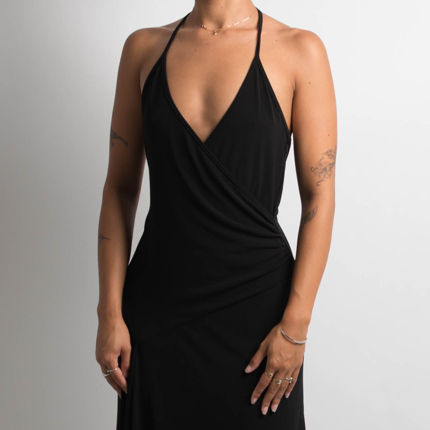 BLACK ASYMMETRIC EVENING DRESS