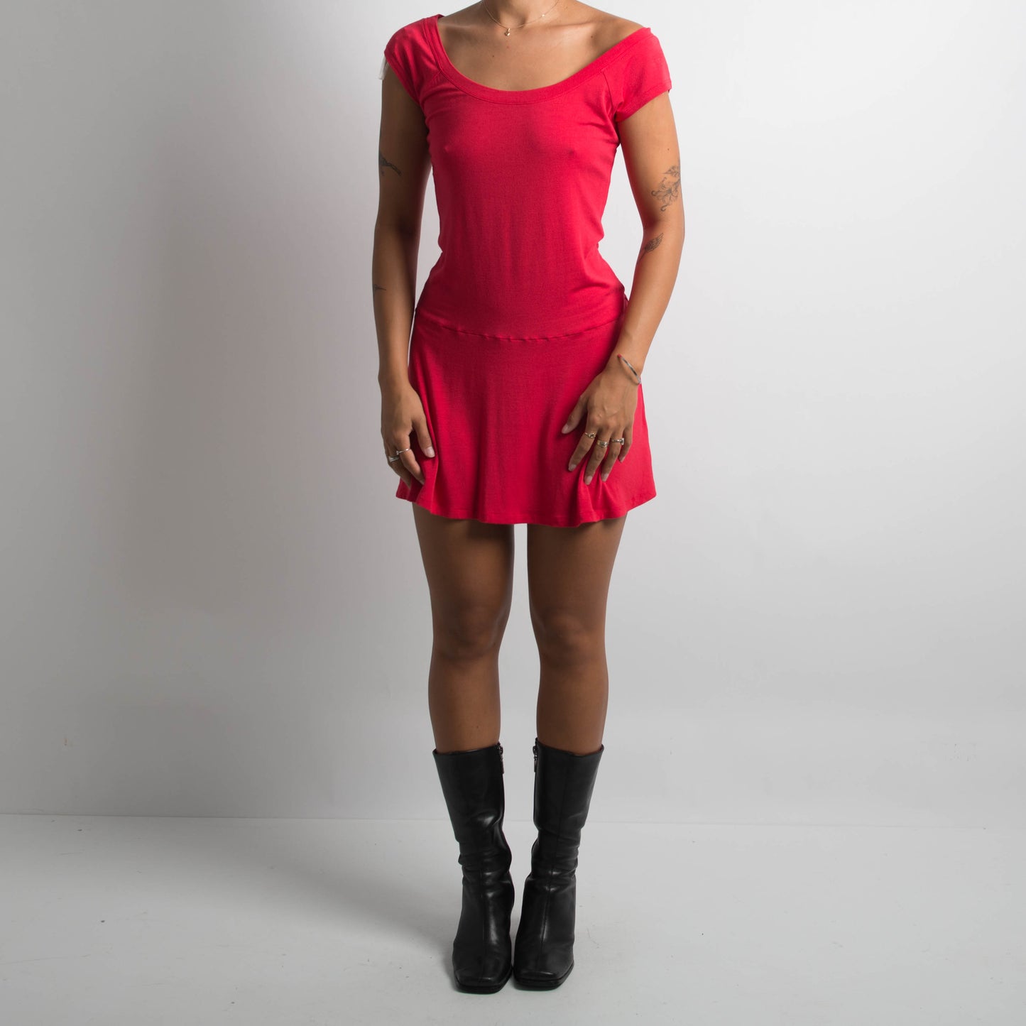 RED SLINKY MINI DRESS