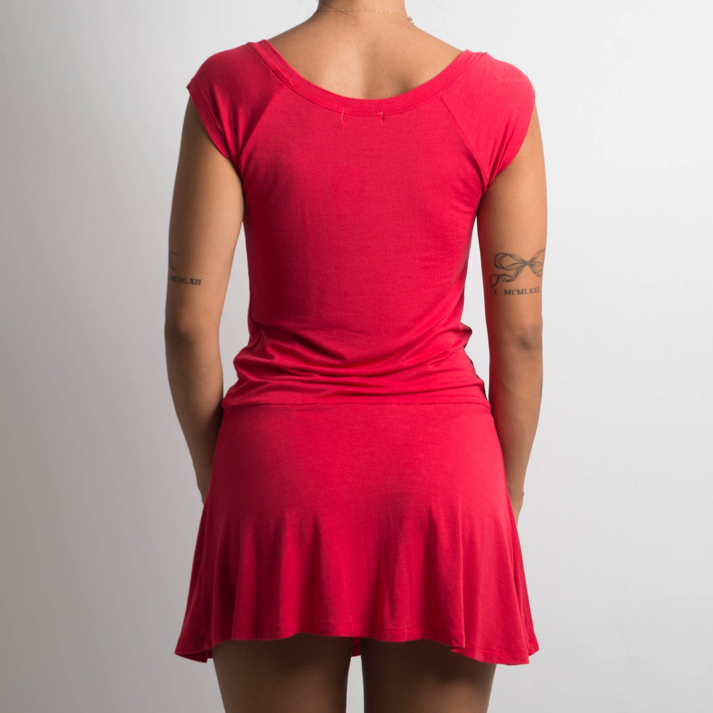 RED SLINKY MINI DRESS