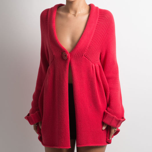 RASPBERRY RED BABYDOLL CARDIGAN