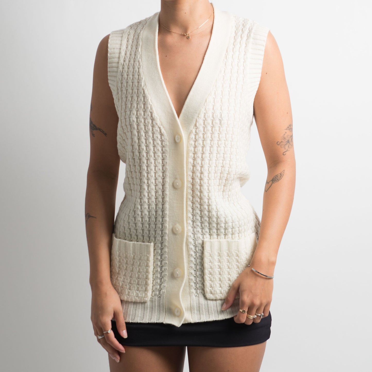 GILET EN TRICOT CRÈME